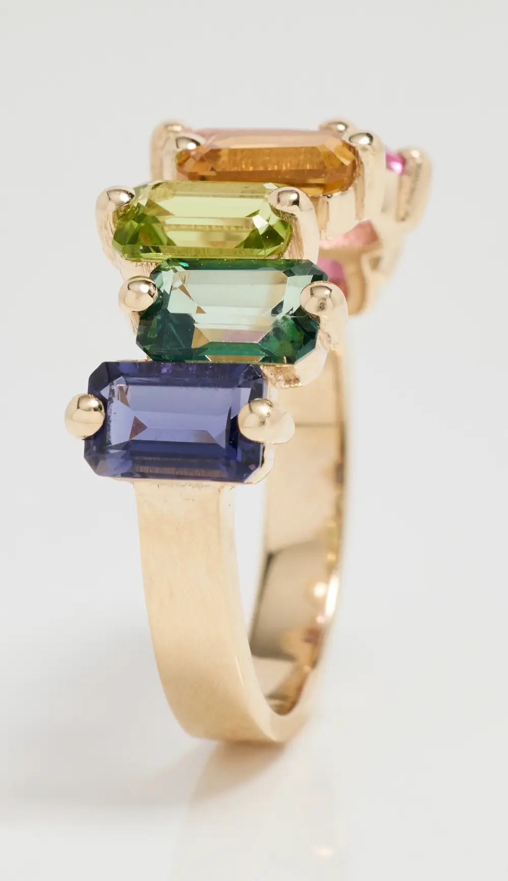 Kalan by Suzanne Kalan 14k Ann Emerald Cut Rainbow Half Band Ring