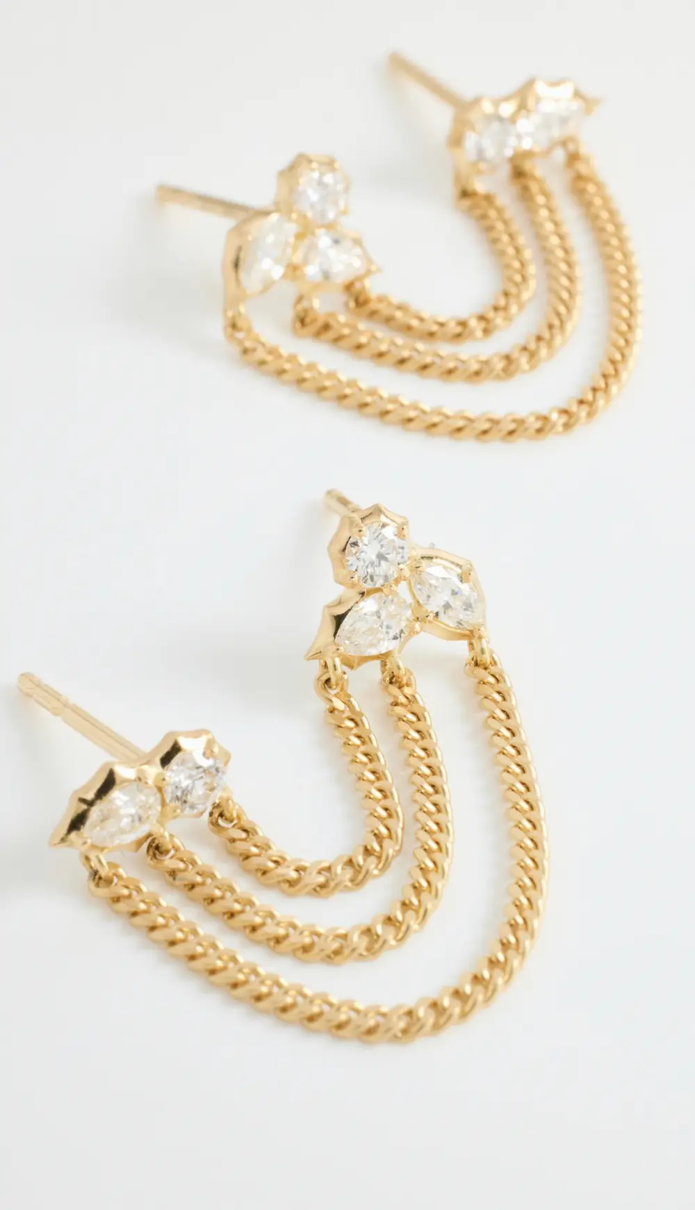 Jade Trau 18k Posey Duo Chain Single Earring