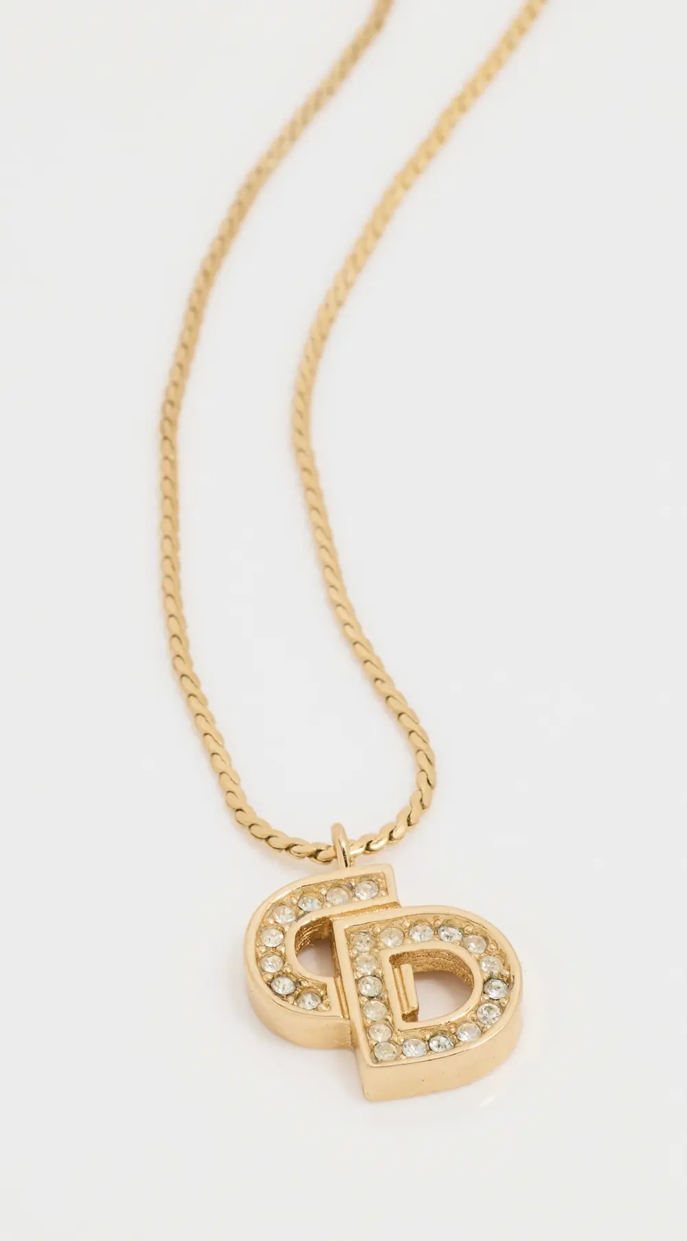 What Goes Around Comes Around Dior Gold Crystal CD Necklace