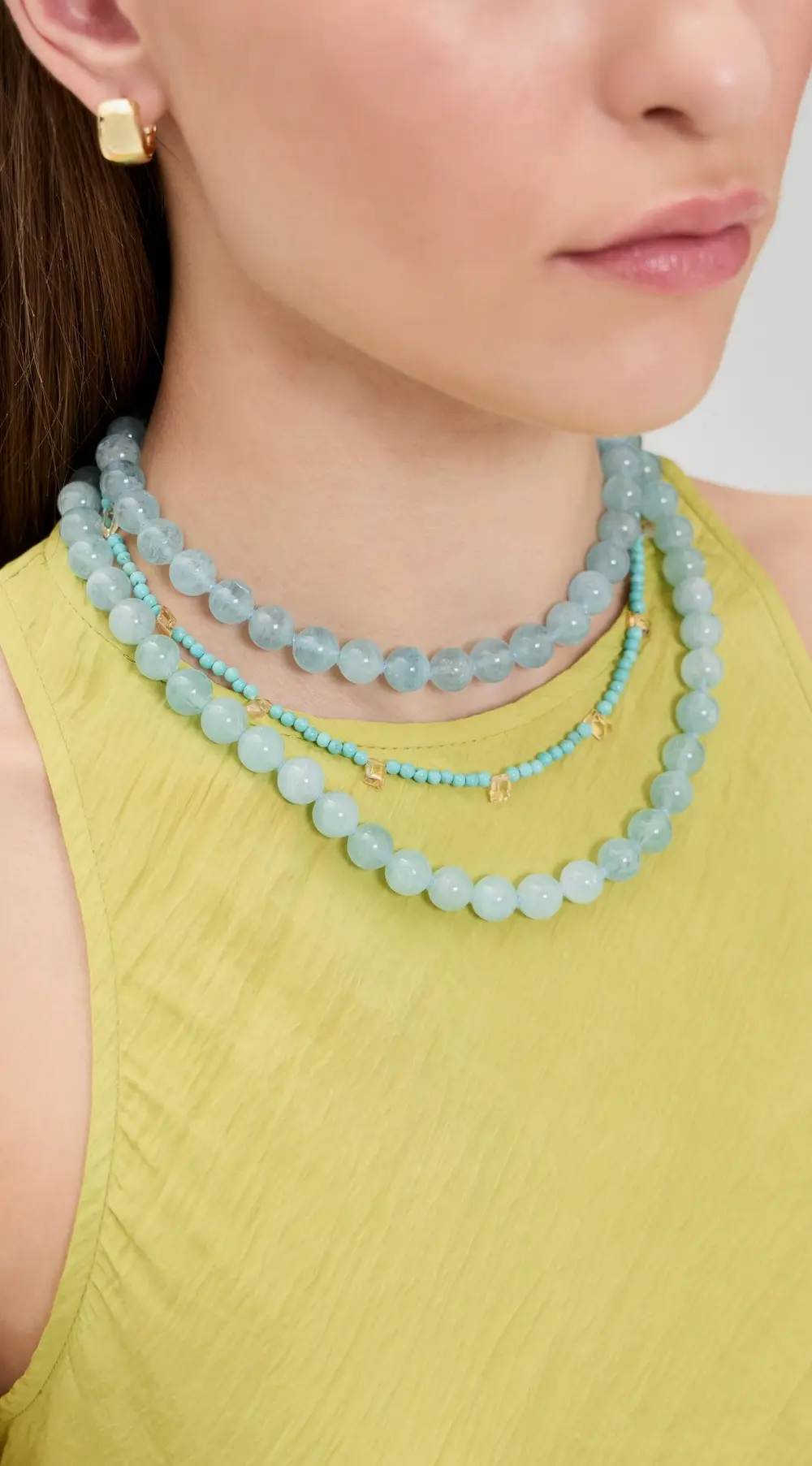 JIA JIA 14k Aquamarine Double Long Sphere Necklace