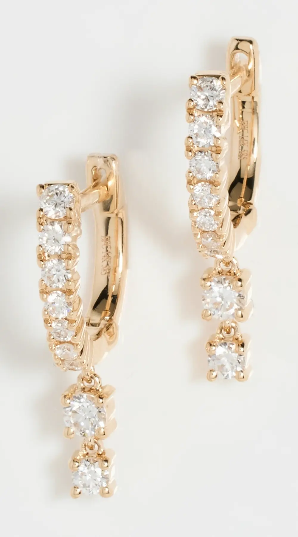 EF Collection 14k Prong Set Double Drop Huggie Earrings