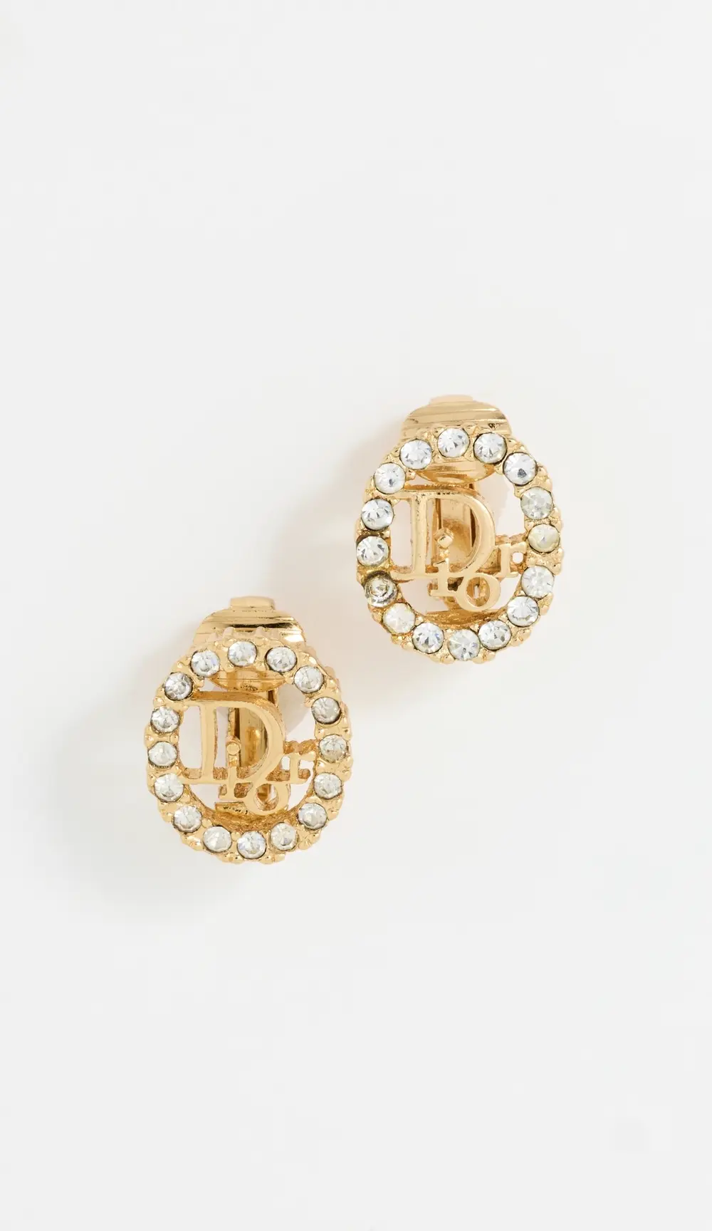 What Goes Around Comes Around Dior Gold Crystal Earrings