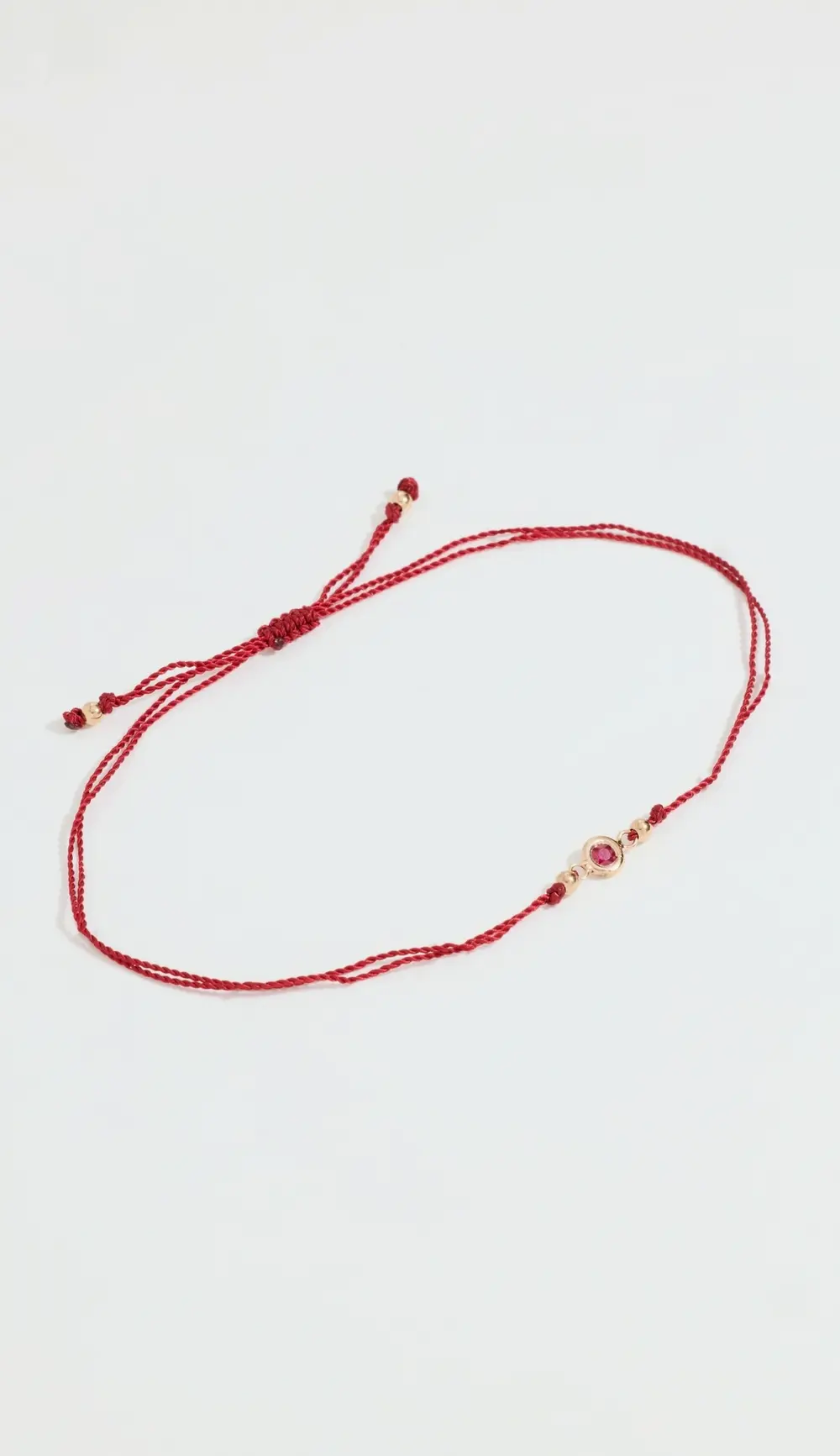 Zoe Chicco 14k Gold Floating Ruby On Red Cord Bracelet