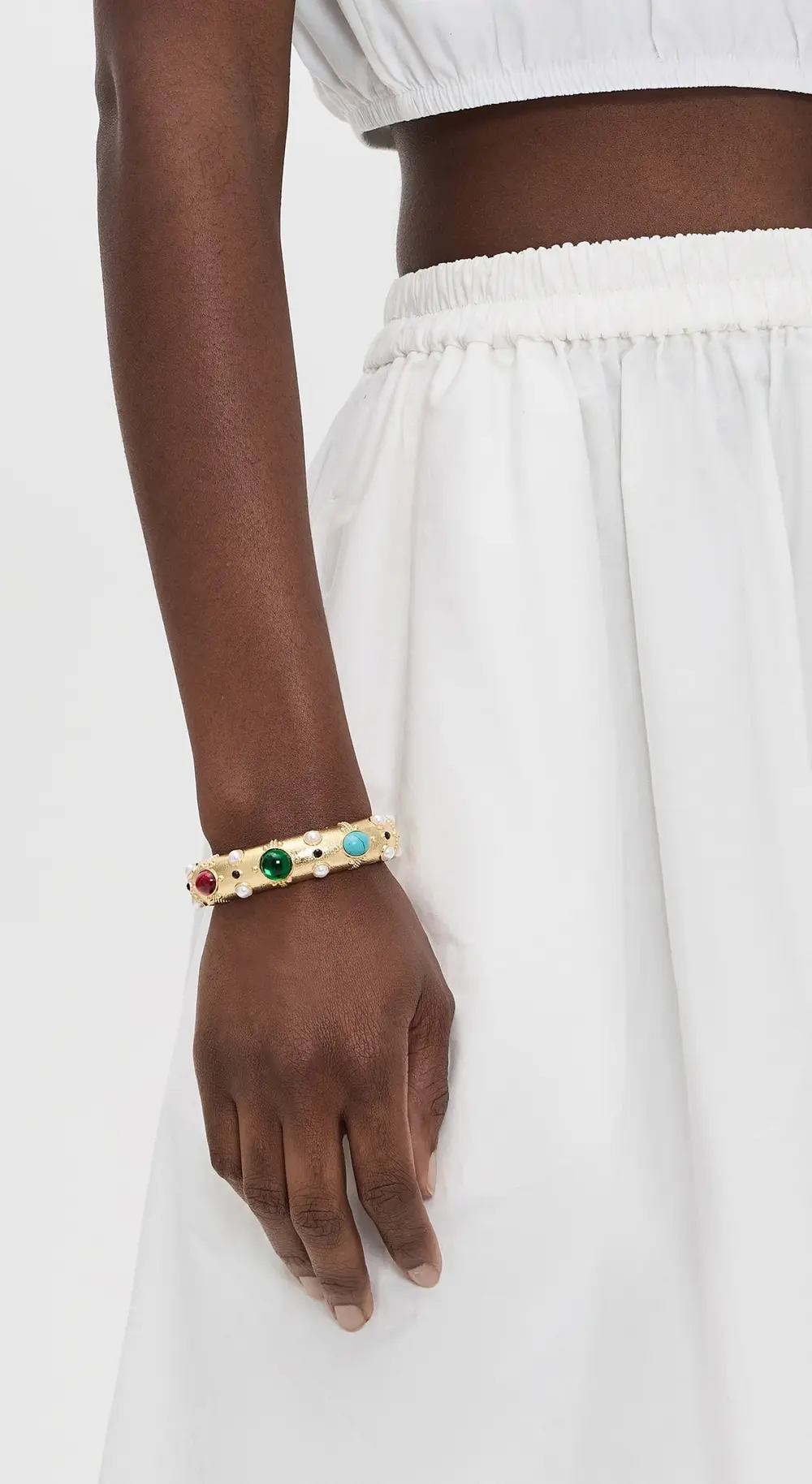 Kenneth Jay Lane Jet Dots Hinged Oval Bracelet