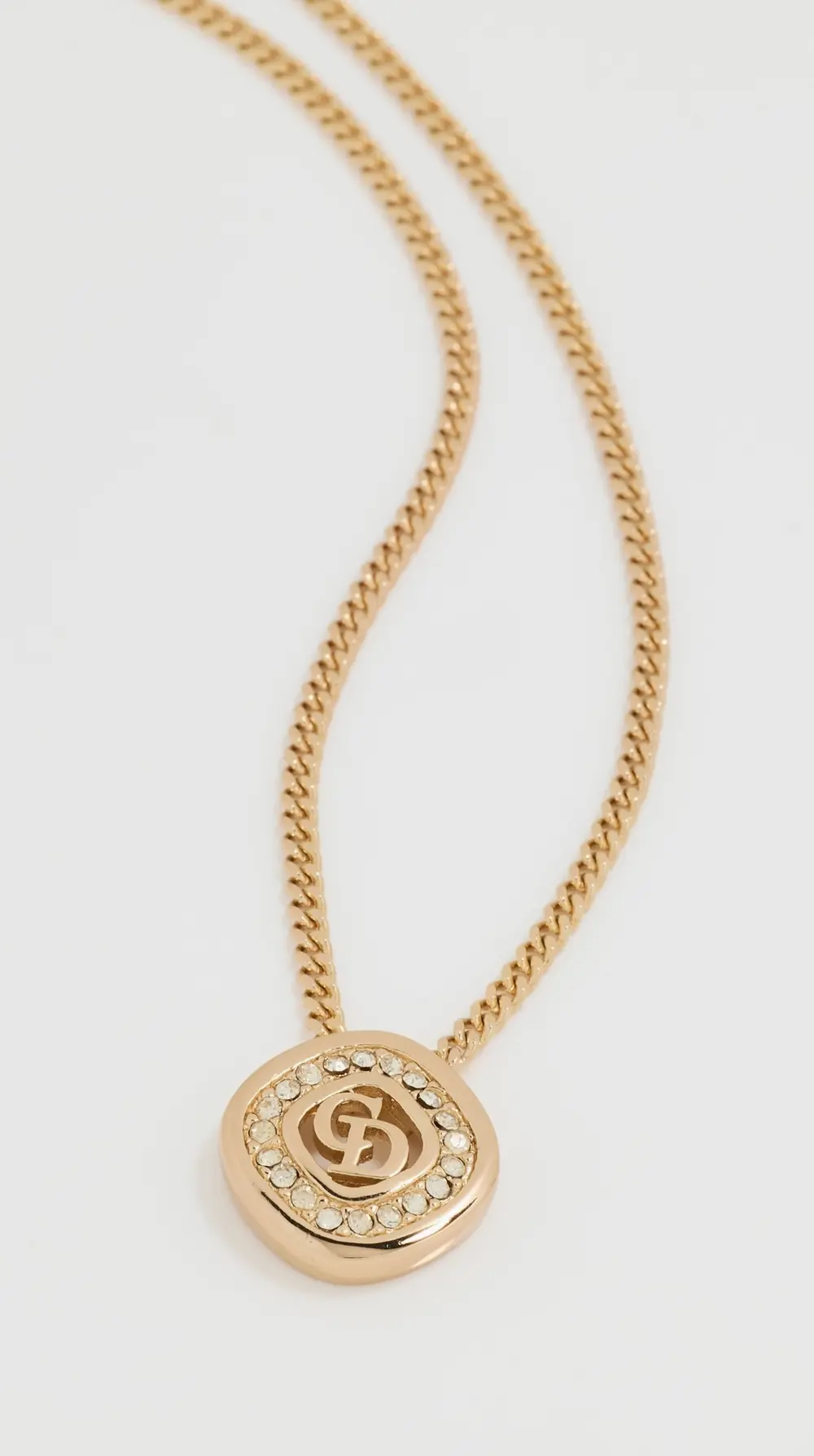 What Goes Around Comes Around Dior Gold Crystal CD Necklace