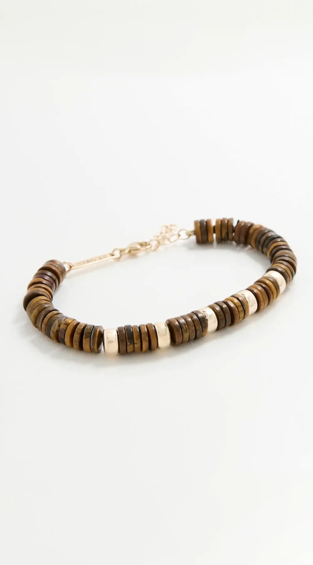 Zoe Chicco 14k Gold & Tiger Eye Heishi Rondelle Beads Bracelet