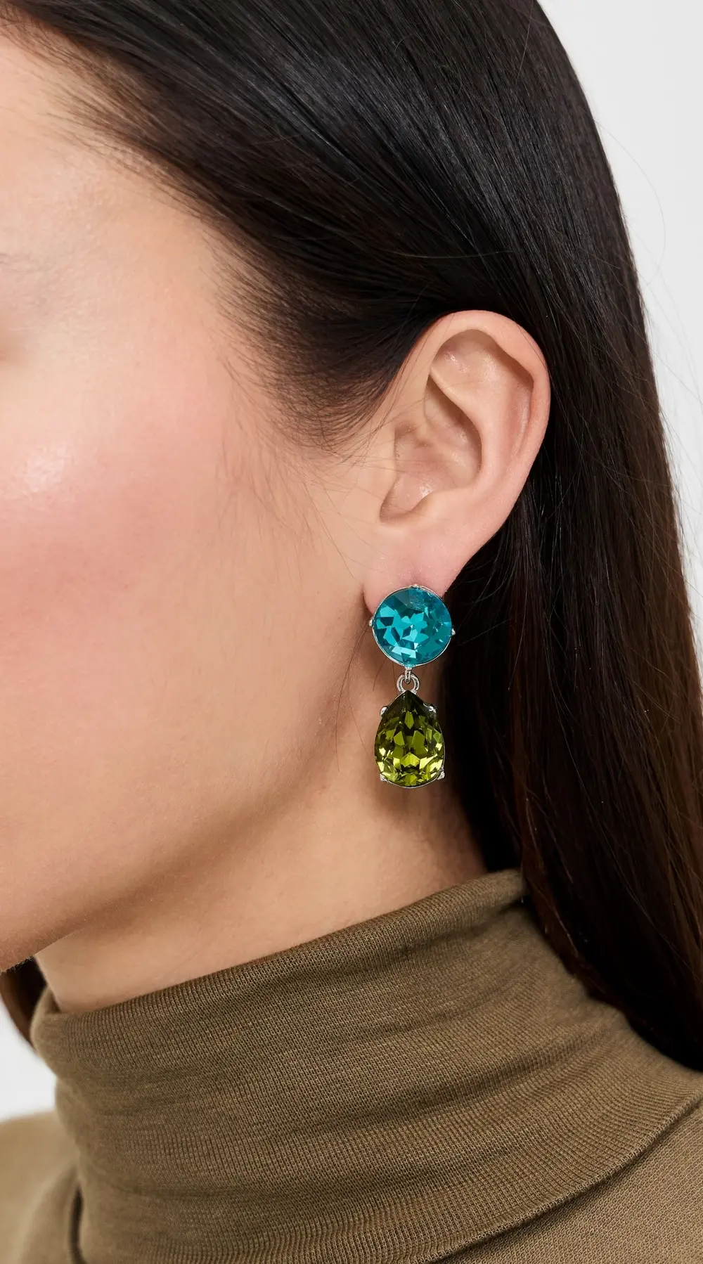 Kenneth Jay Lane Olivine Teardrop Bottom Earrings