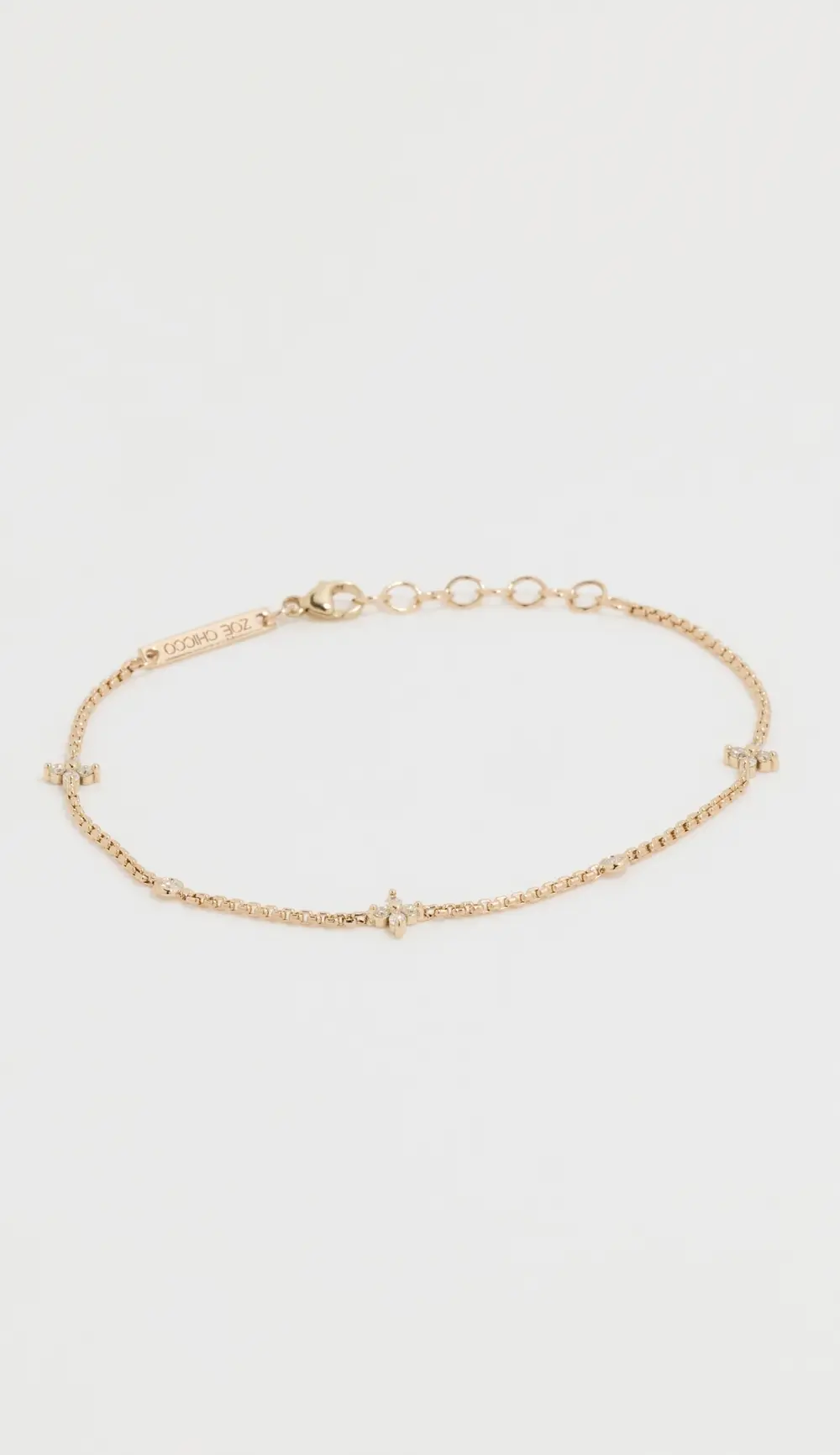 Zoe Chicco 14k Gold Quad and Floating Diamond Station Bracelet