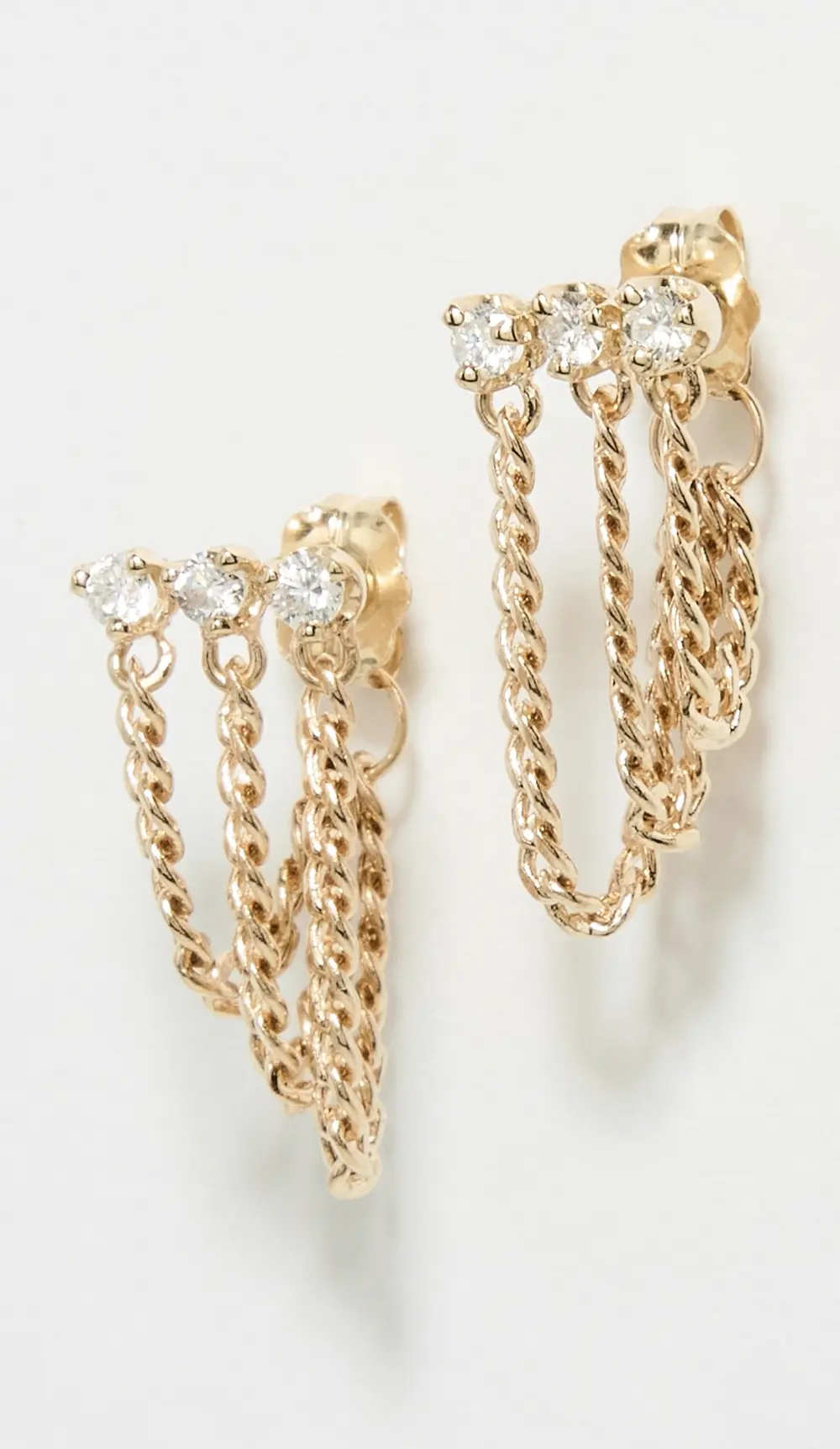 Zoe Chicco 14k Gold Diamond & Curb Chain Huggie Waterfall Earrings