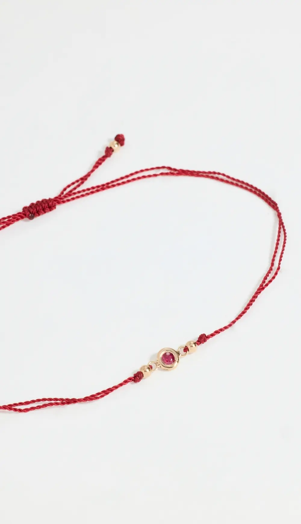 Zoe Chicco 14k Gold Floating Ruby On Red Cord Bracelet