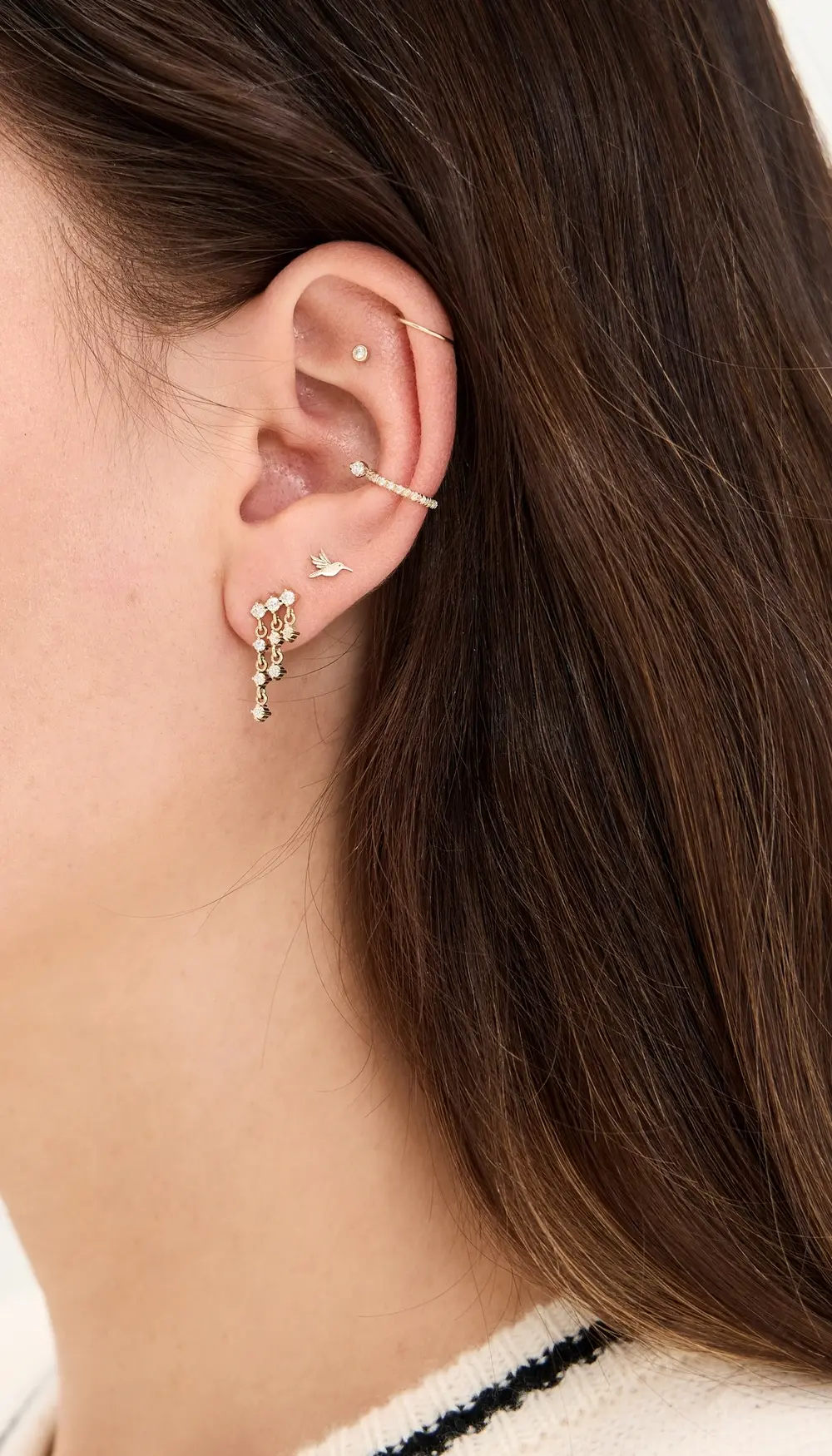 Zoe Chicco 14k Gold Single Itty Bitty Hummingbird Stud Earring