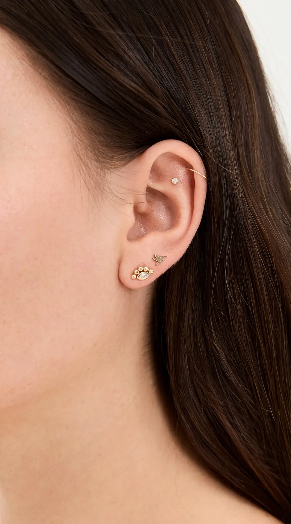 Zoe Chicco 14k Gold Bezel Set Marquise Diamond Single Stud Earring