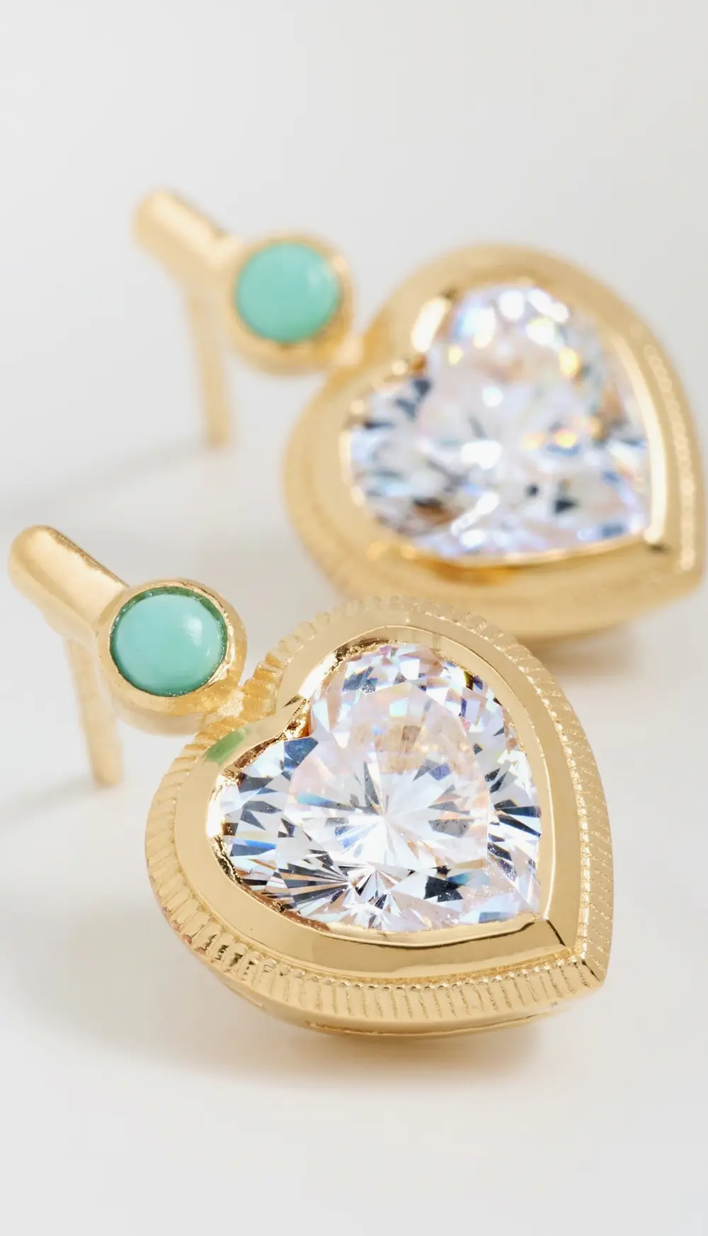 HART Bezel Heart Earrings with Turquoise