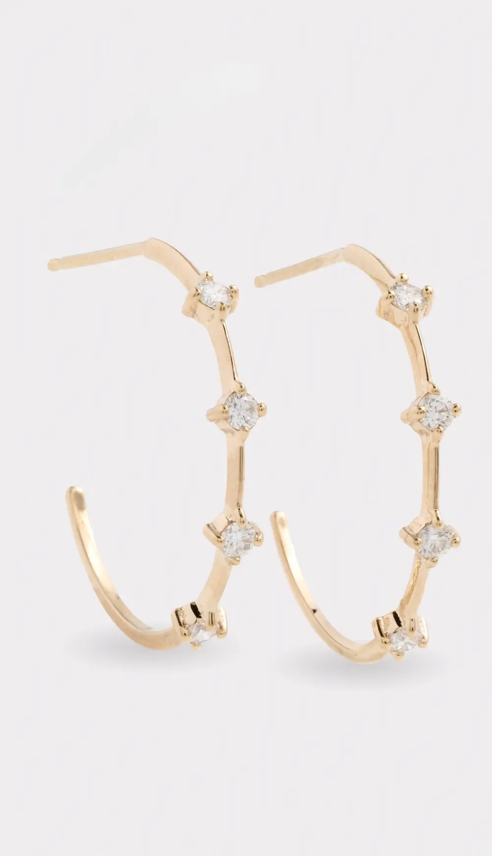 Zoe Chicco 14k Gold Prong Diamond Dash Hoop Earrings