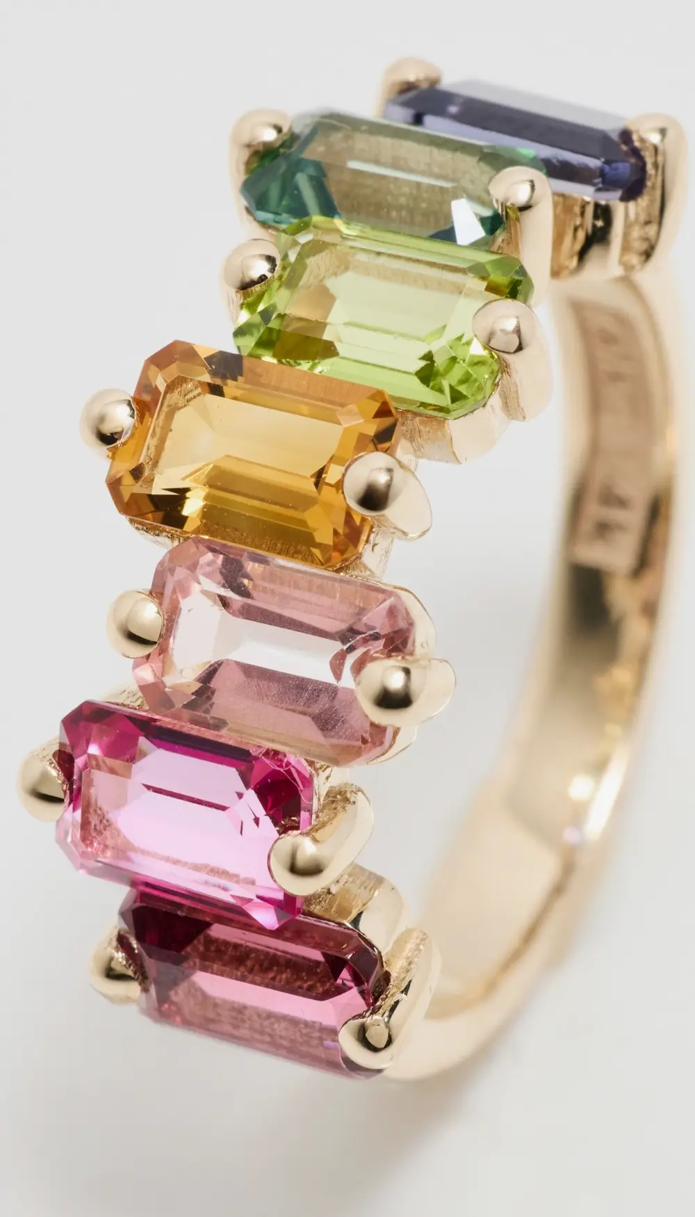 Kalan by Suzanne Kalan 14k Ann Emerald Cut Rainbow Half Band Ring