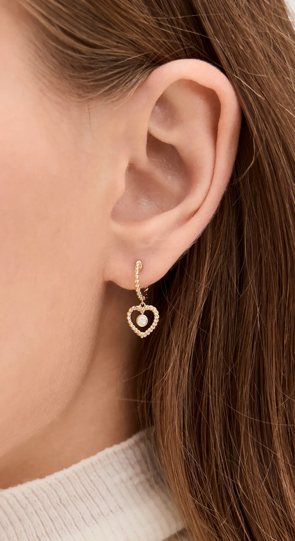 Ariel Gordon Jewelry 14k Twine Heart Diamond Huggies