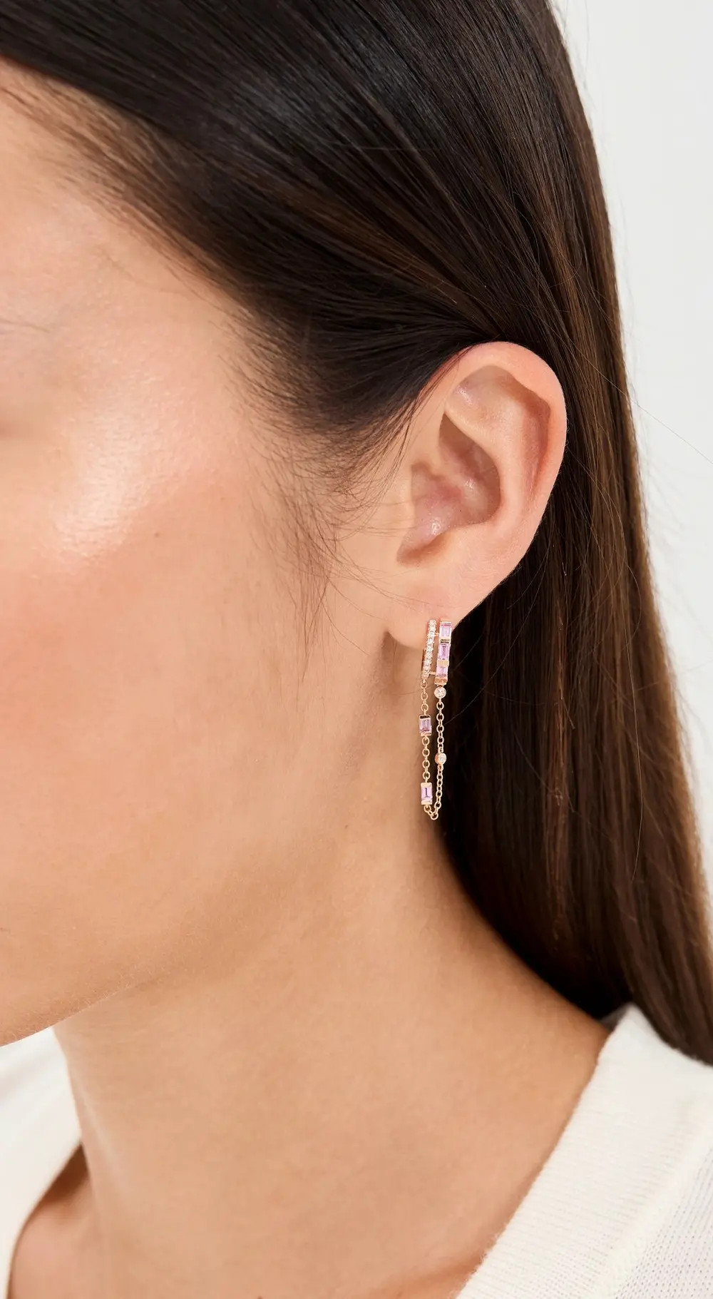 SHAY 18k Double Mixed Fringe Huggies