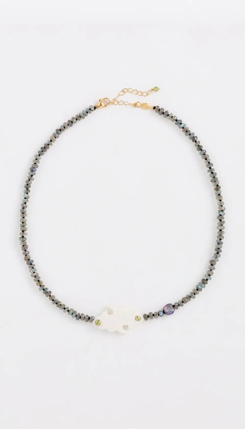 Chan Luu Carved Bone Fish Labradorite Beaded Necklace