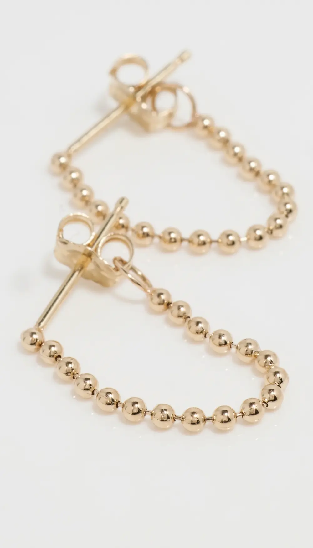 Zoe Chicco 14k Gold 1.5mm Bead Chain Back Earrings