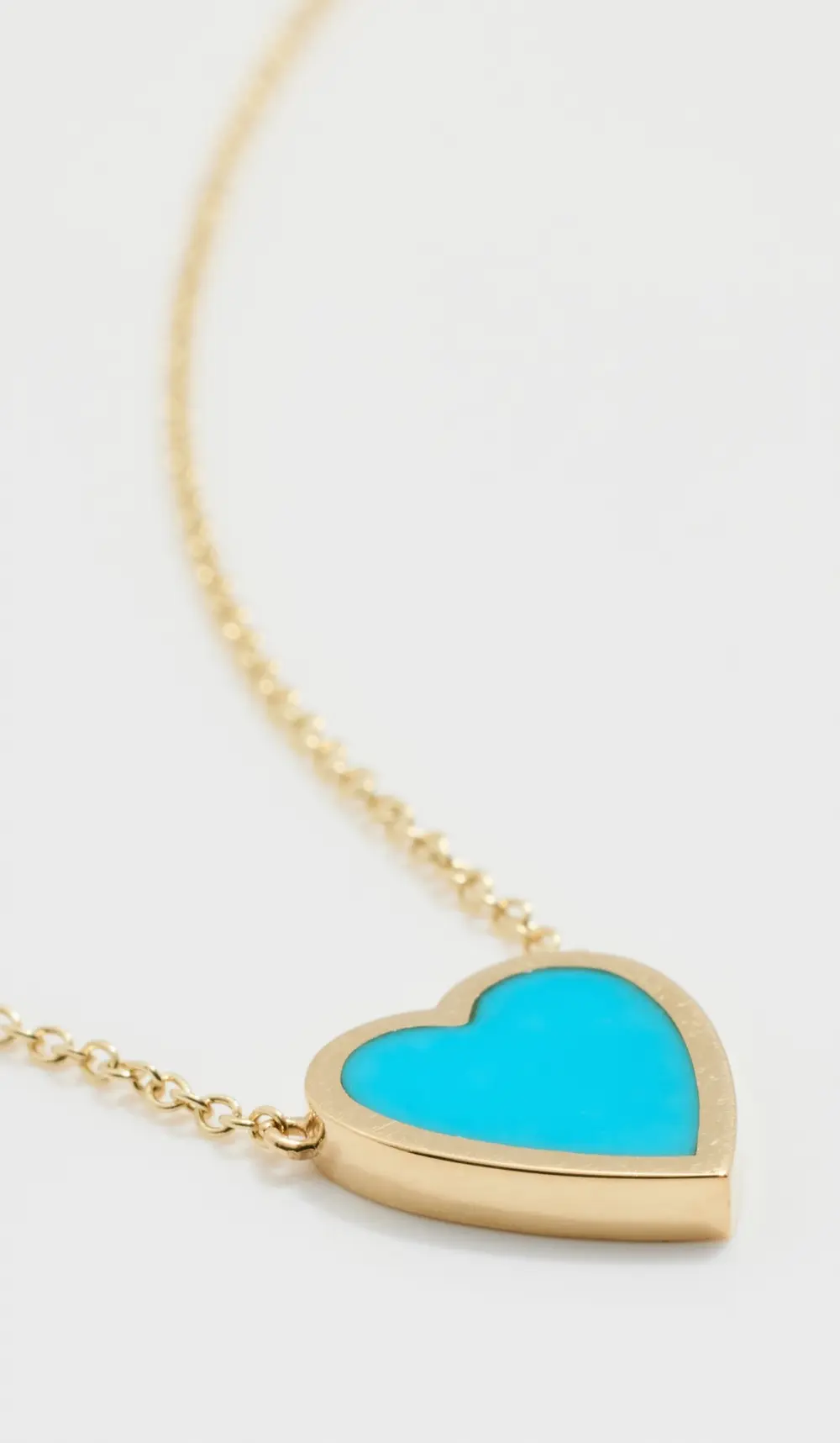 Jennifer Meyer Jewelry 18k Mini Turquoise Inlay Heart Necklace
