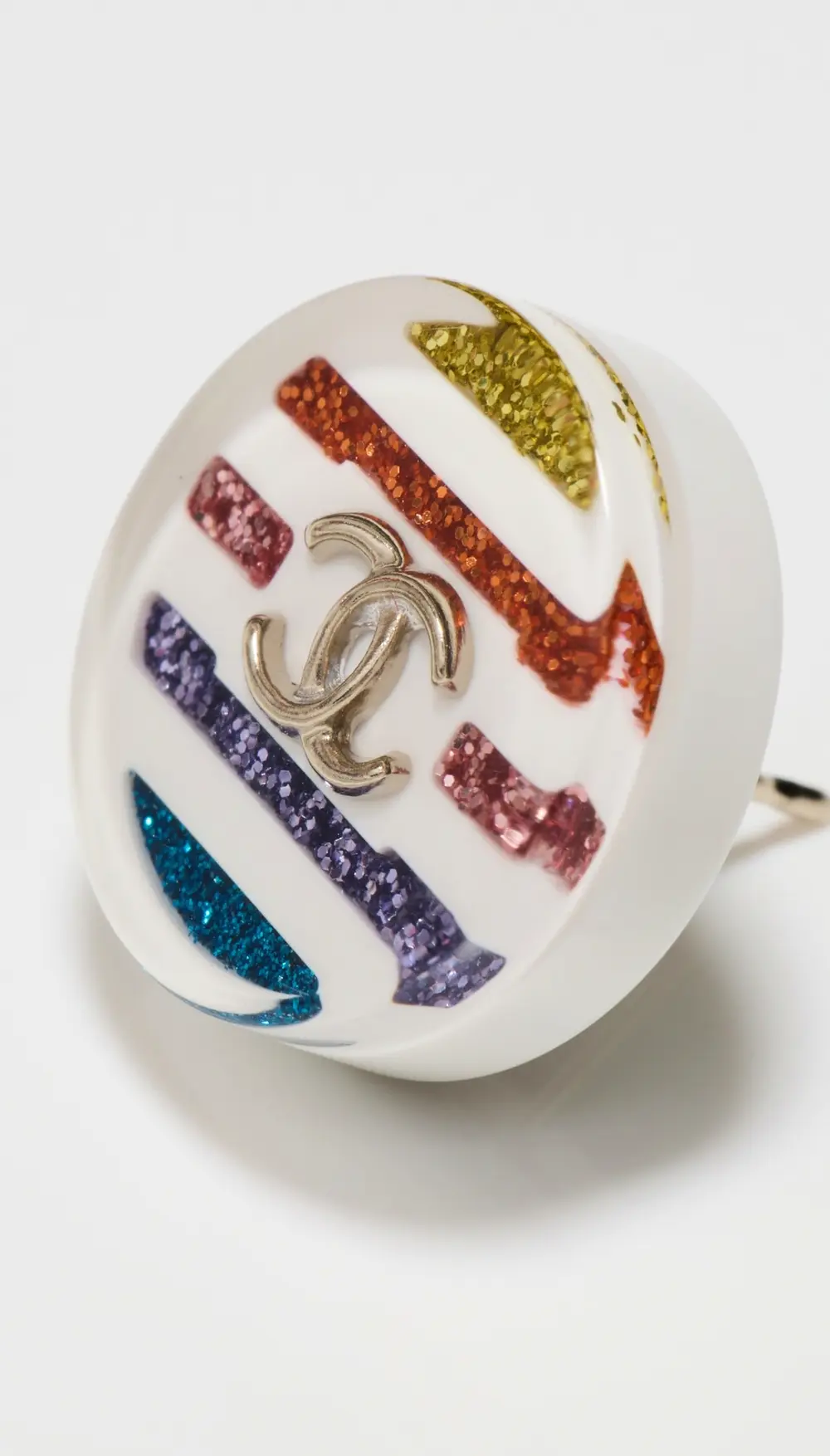 What Goes Around Comes Around Chanel Multi Acrylic CC Button Earrings