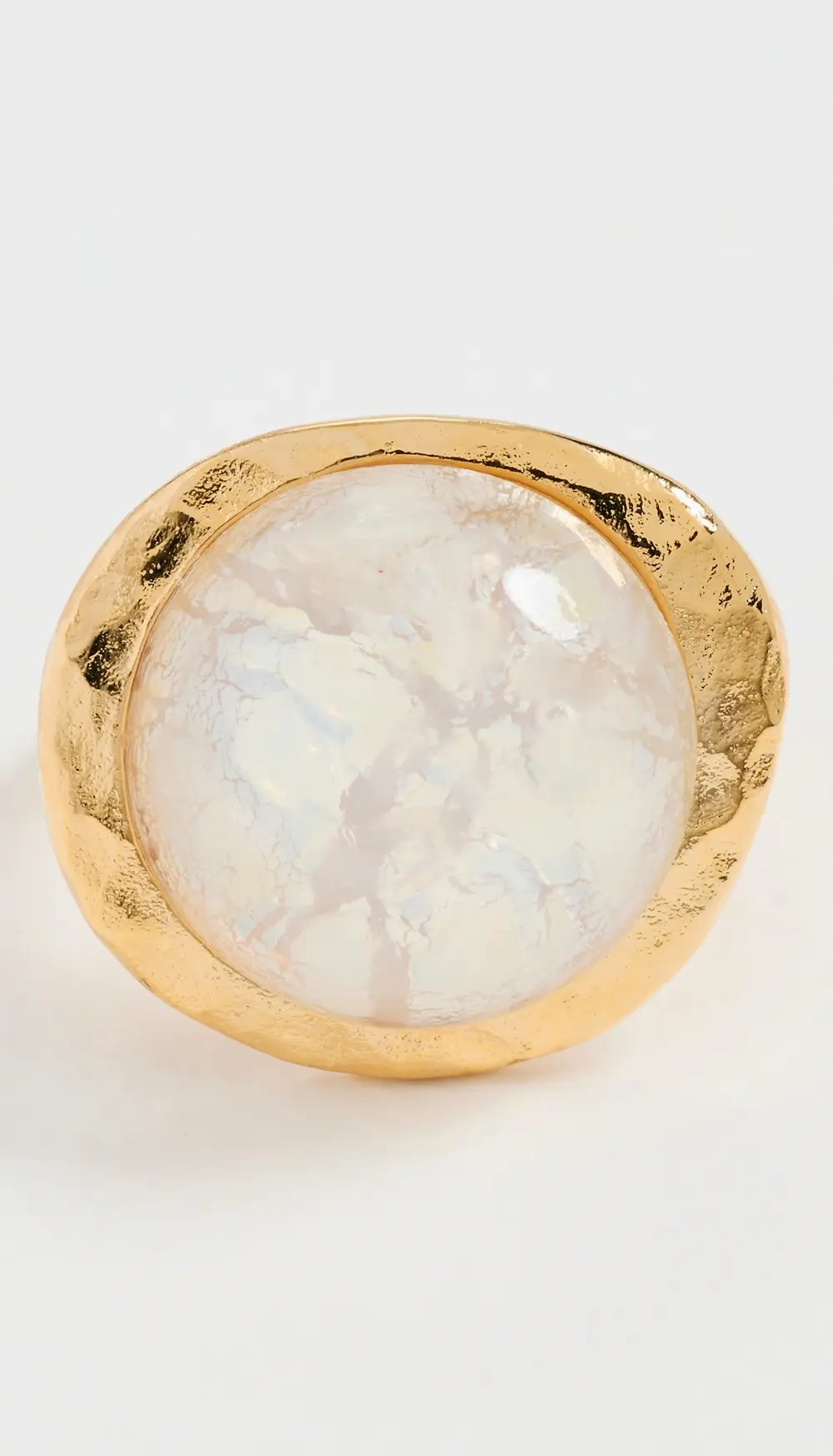 Kenneth Jay Lane Gold Button White Opal Adjustable Ring