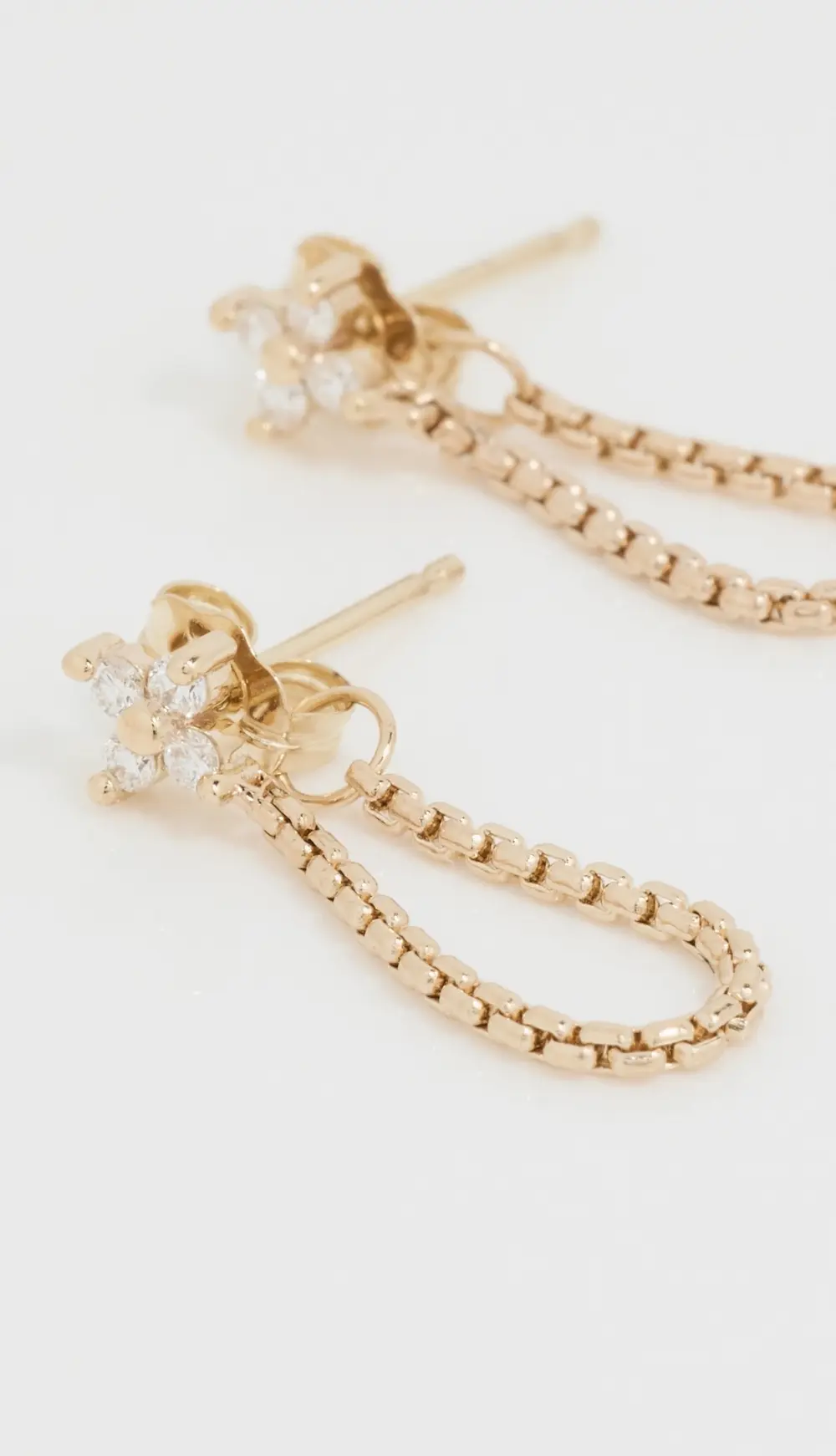 Zoe Chicco 14k Gold 2mm Prong Quads Chain Earrings