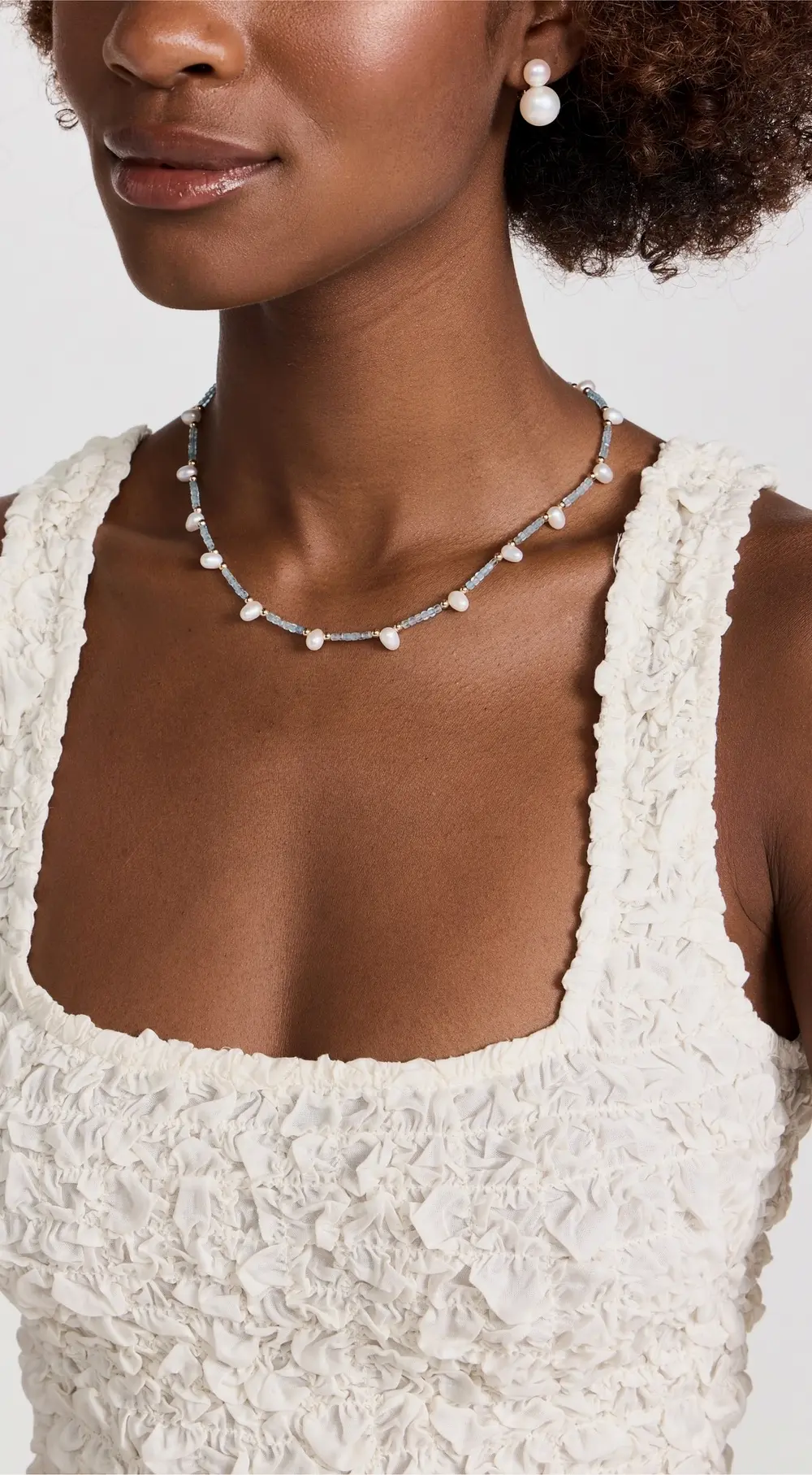 JIA JIA 14k Aquamarine Pearl Gold Bead Necklace