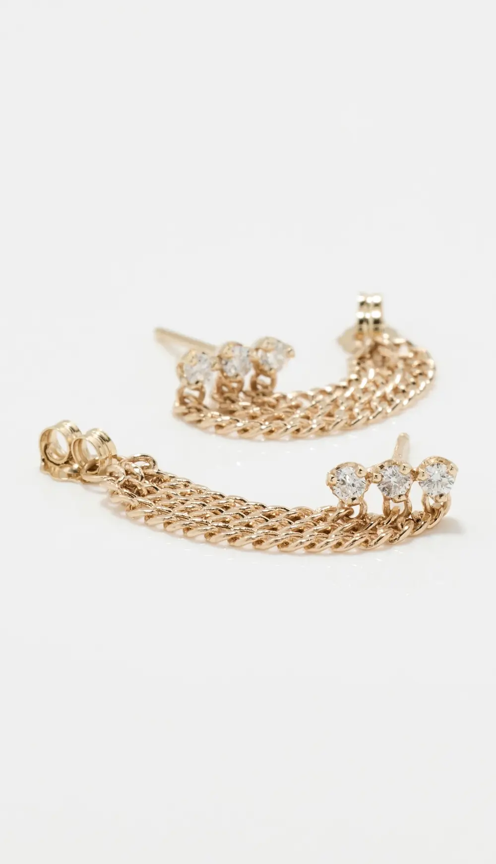 Zoe Chicco 14k Gold Diamond & Curb Chain Huggie Waterfall Earrings
