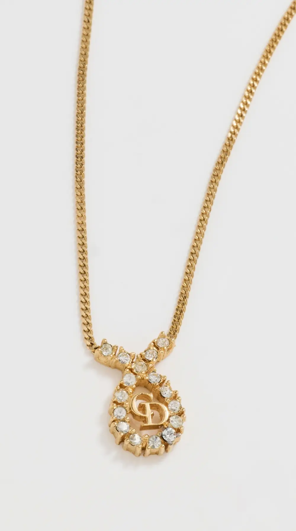 What Goes Around Comes Around Dior Gold Crystal CD Necklace