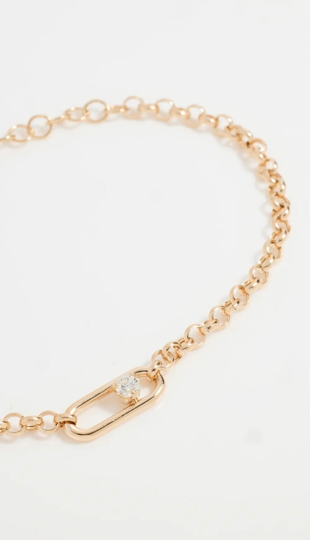 Zoe Chicco 14k Gold Rolo Chain Bracelet with Large Paperclip Link with Diamond