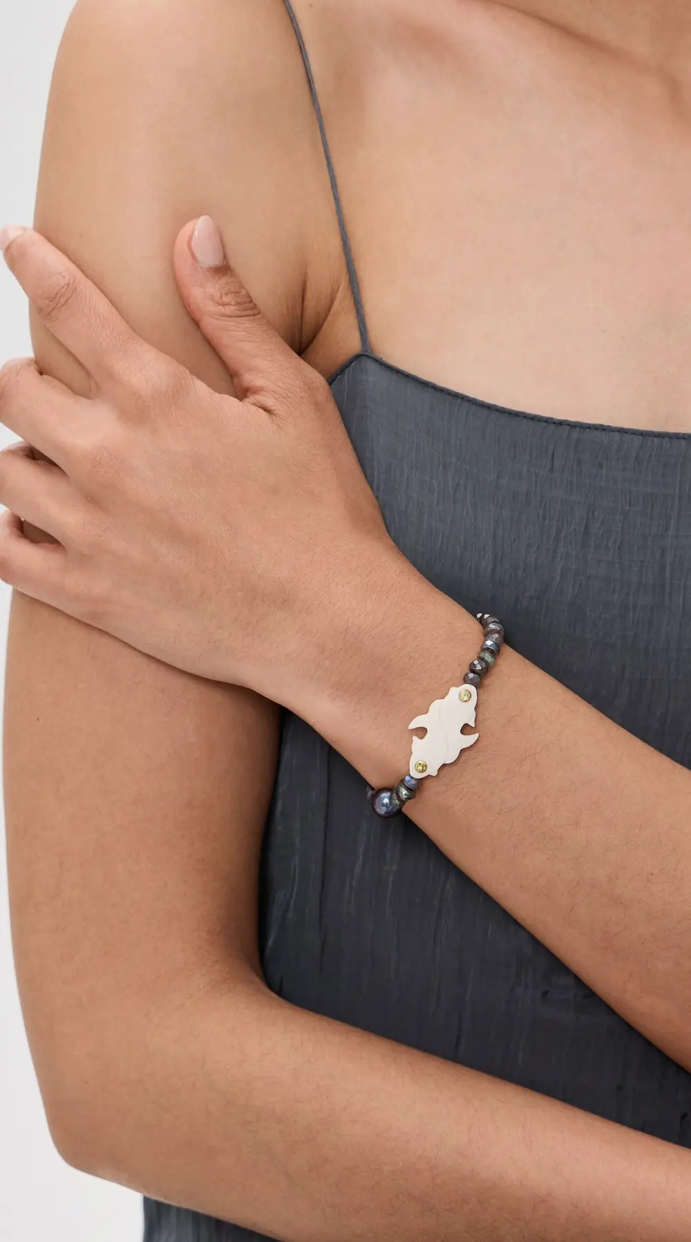 Chan Luu Carved Bone Fish Labradorite Bracelet