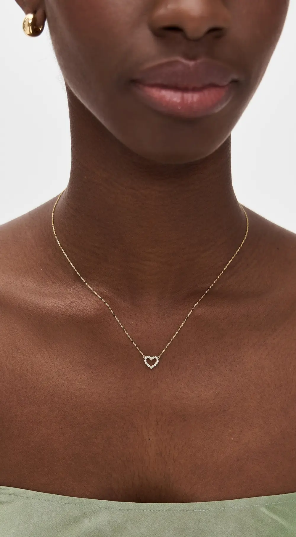 Jennifer Meyer Jewelry 18k Mini Bezel Open Heart Necklace