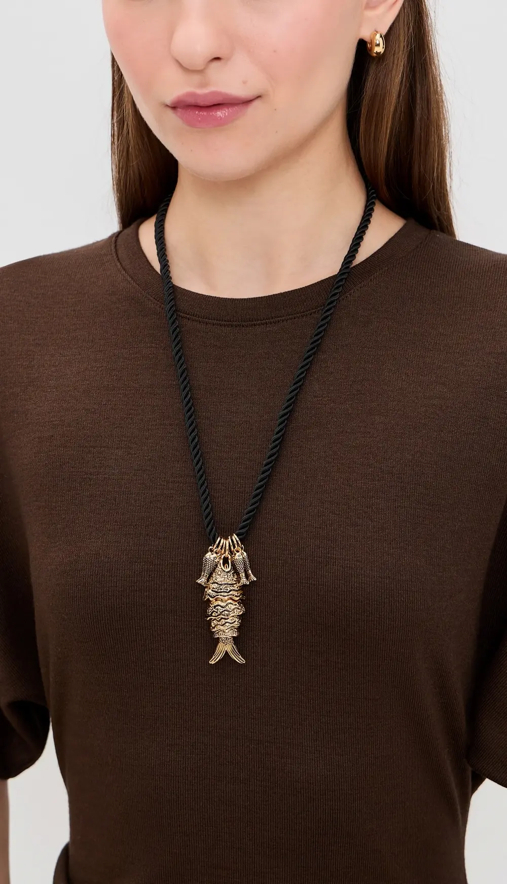 Kenneth Jay Lane Antique Gold Fish Necklace