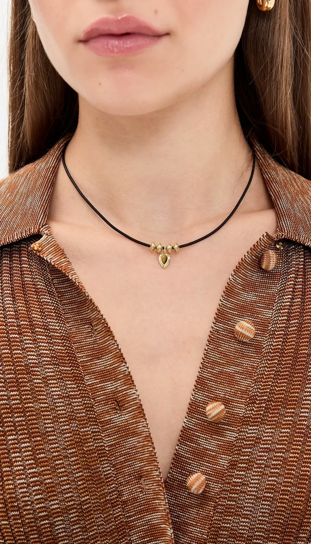 Zoe Chicco 14k Gold Tigers Eye Teardrop Pendant Necklace