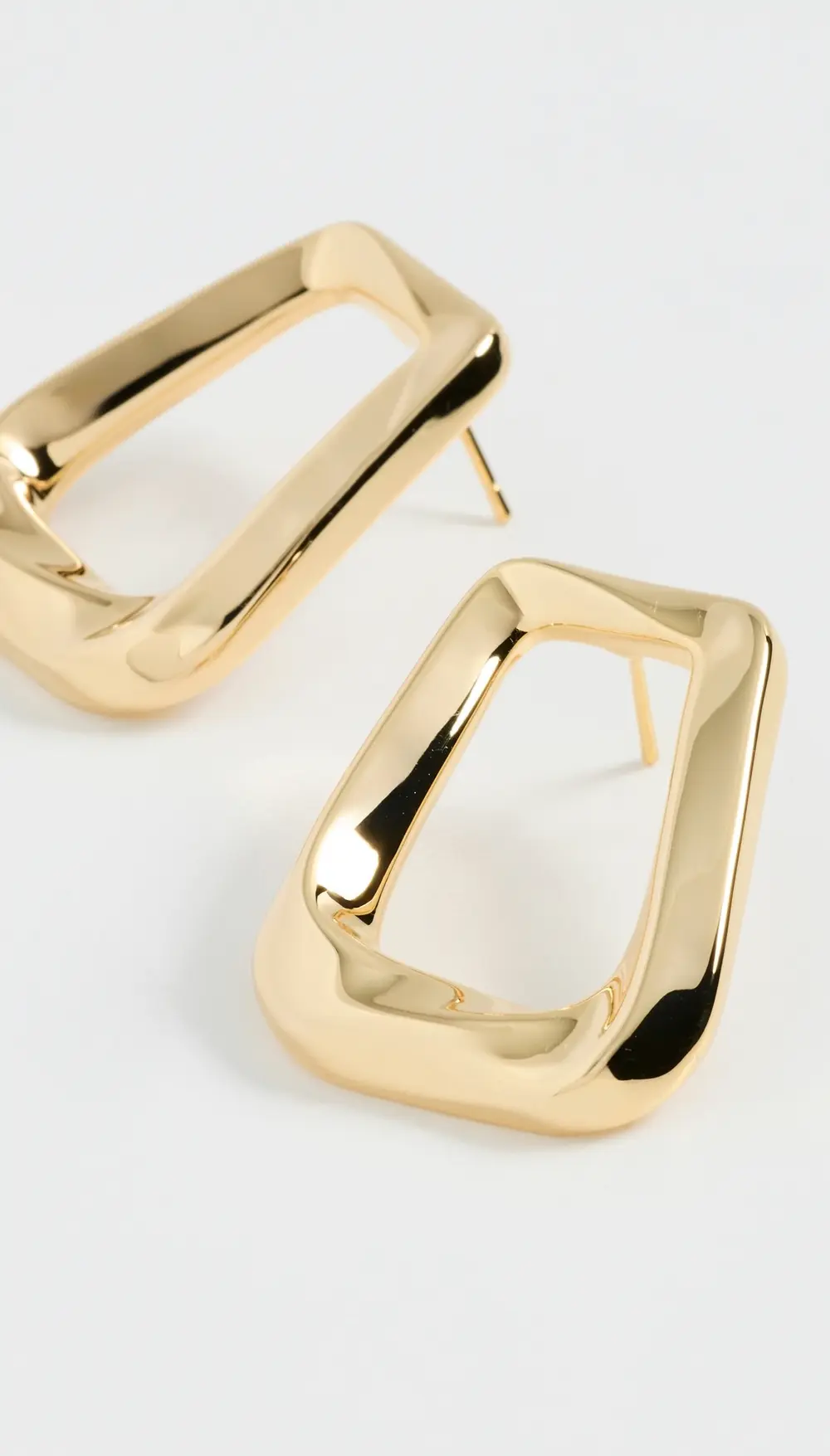 By Adina Eden Solid Open Curved Rectangular Stud Earrings