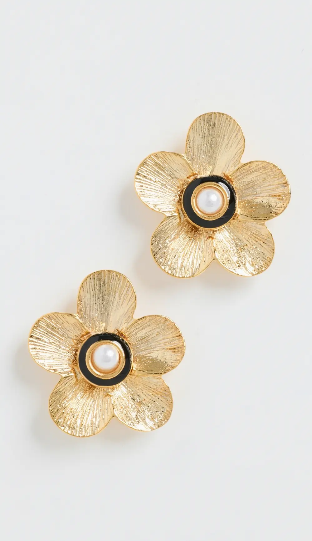 Kenneth Jay Lane Gold Flower Pierced Earrings