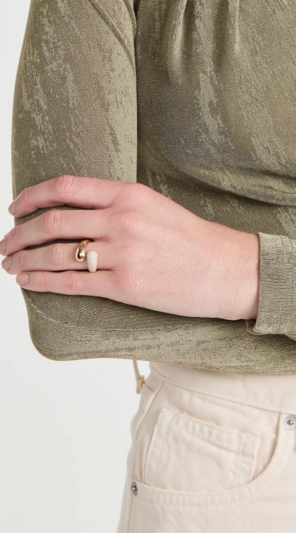 EF Collection Diamond and Gold Jumbo Double Dome Ring