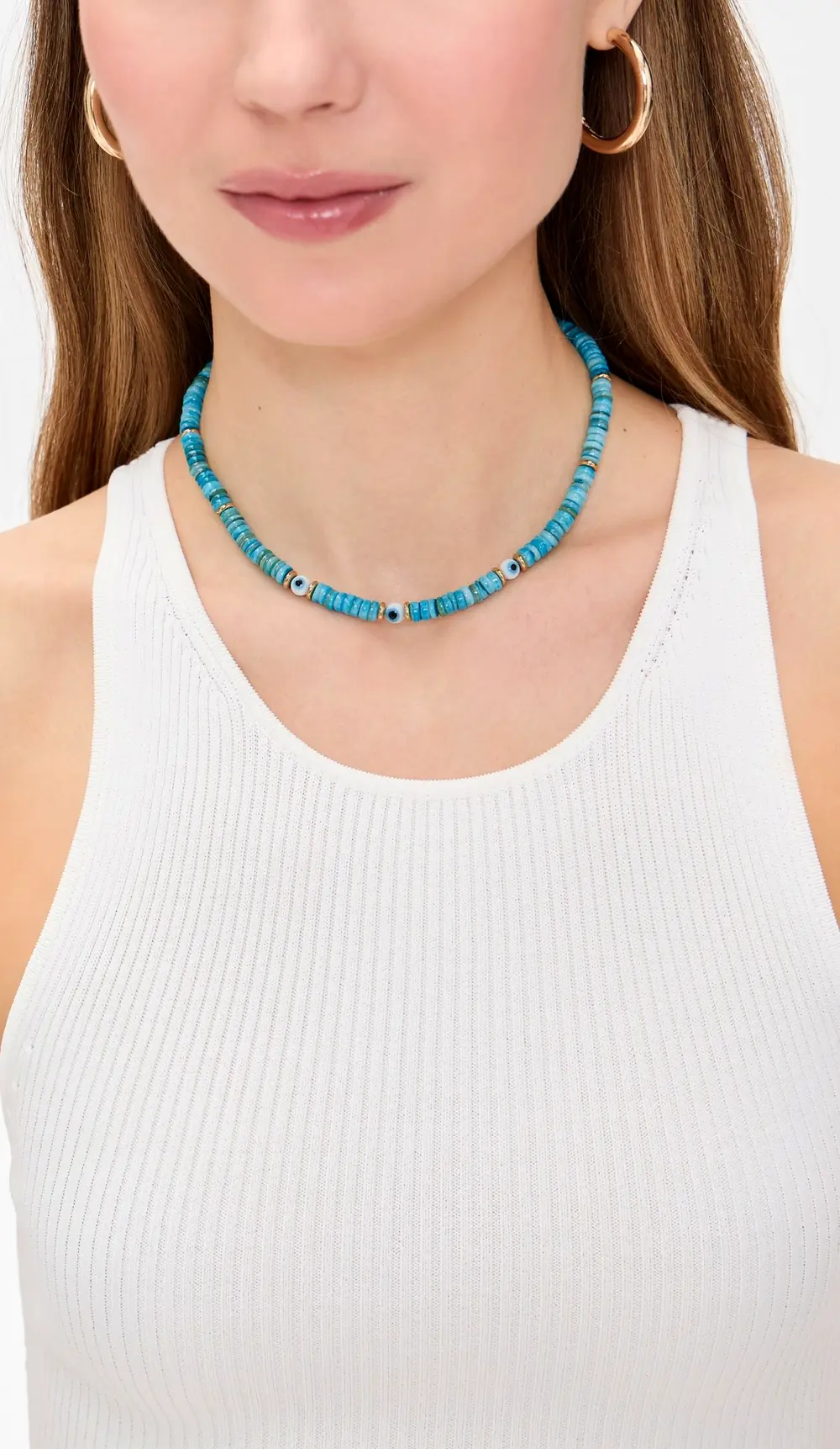 Hijas de Puka Turquoise Dyed Sea Shell Puka Necklace