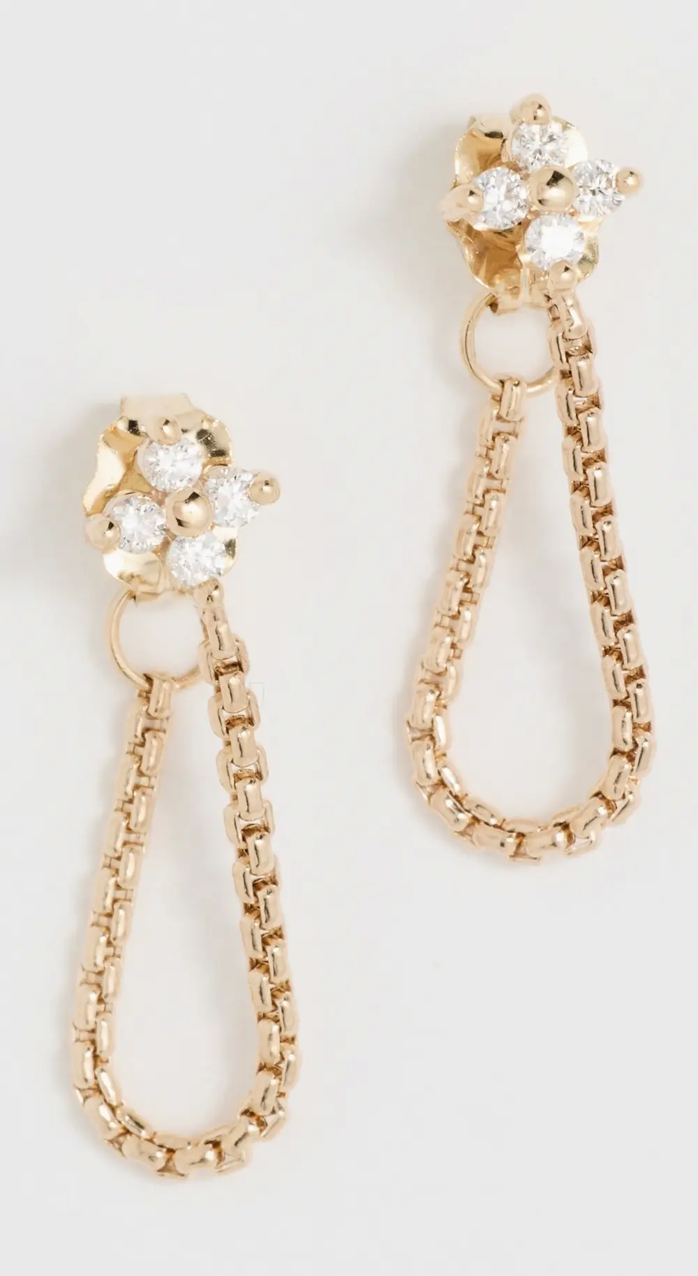 Zoe Chicco 14k Gold 2mm Prong Quads Chain Earrings