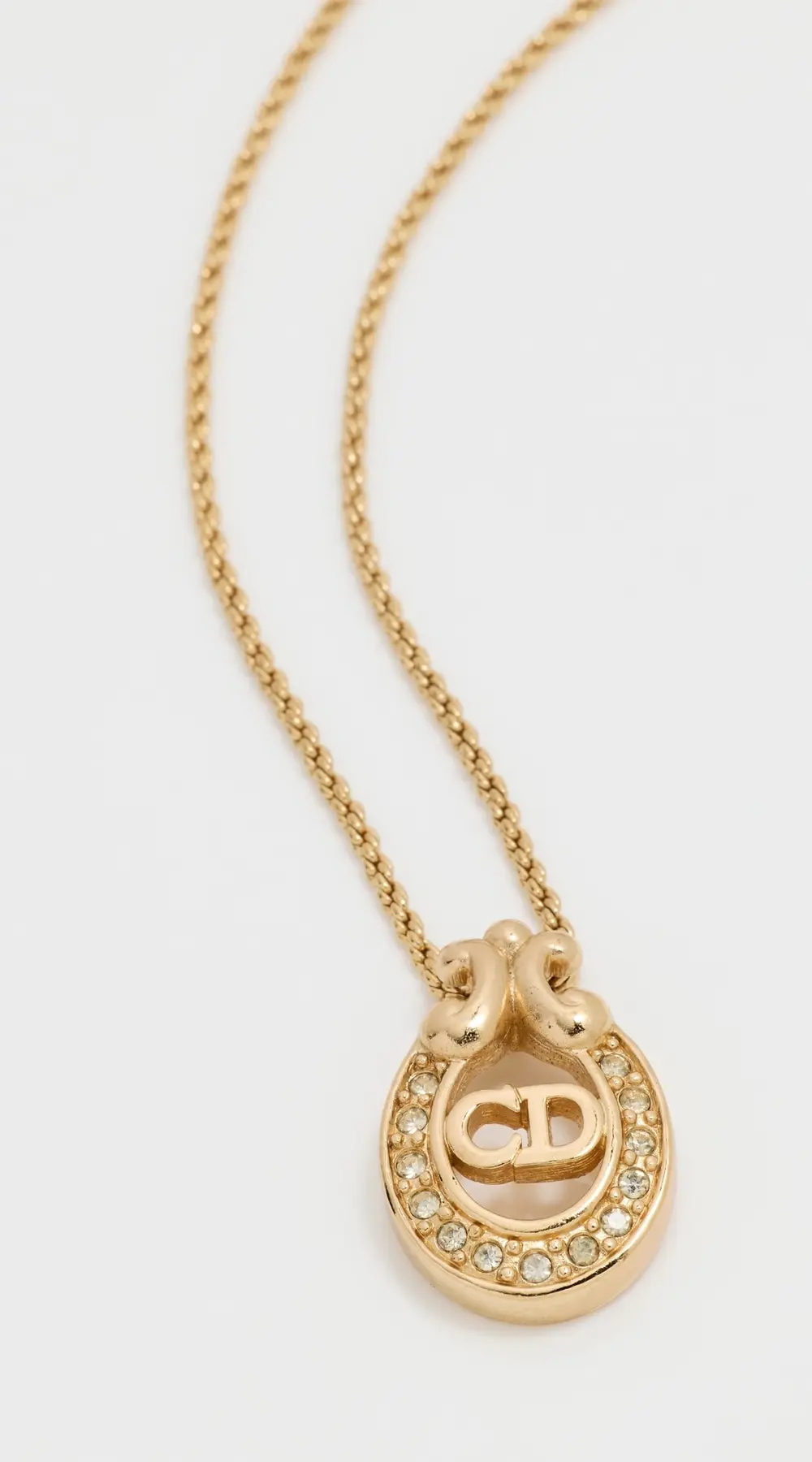 What Goes Around Comes Around Dior Gold Crystal CD Necklace