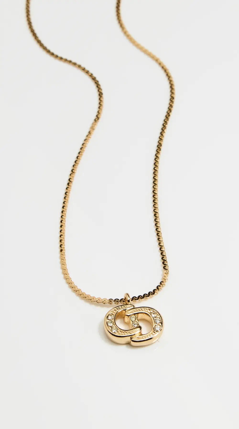 What Goes Around Comes Around Dior Gold Crystal CD Necklace