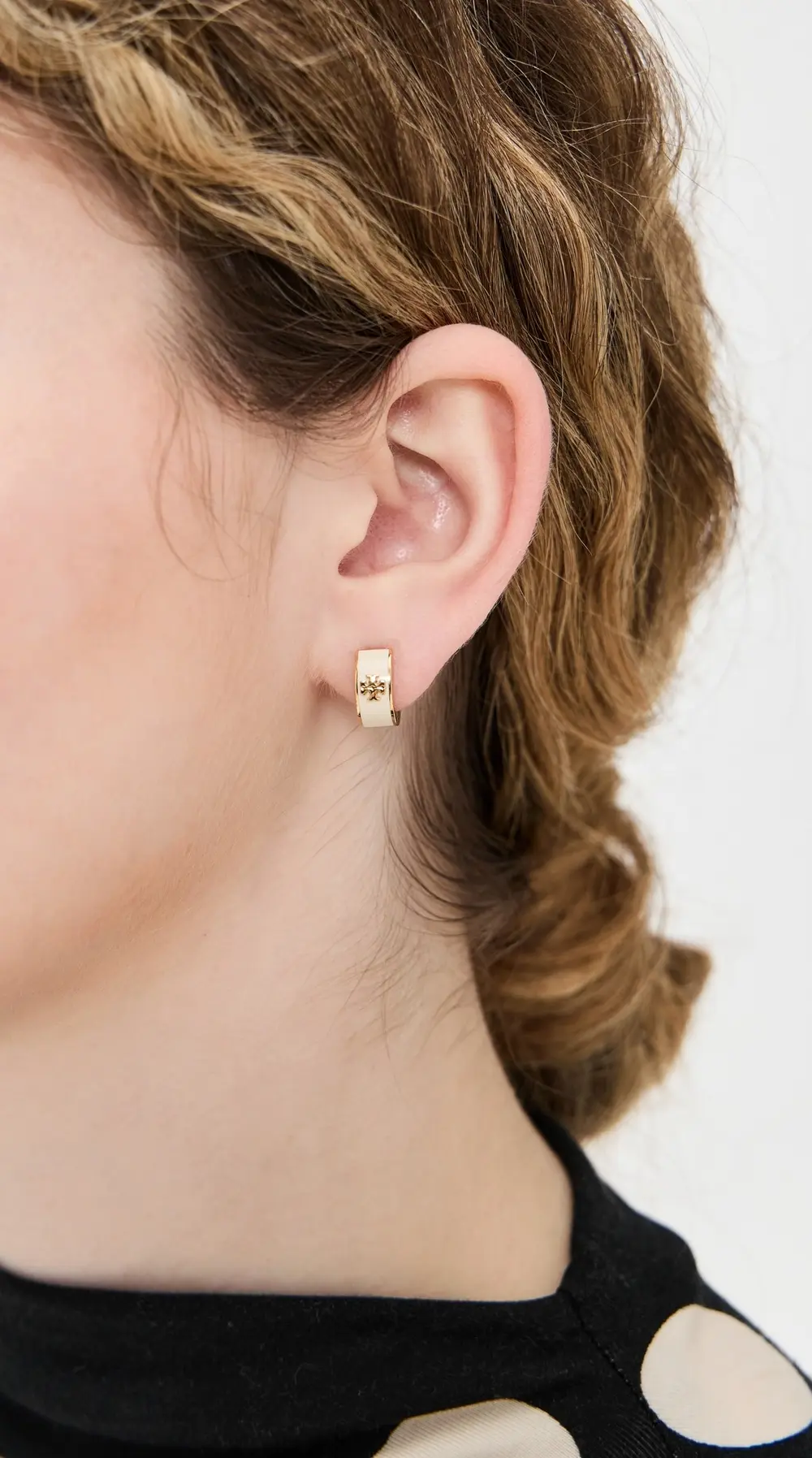 Tory Burch Icon Enamel Huggie Earrings