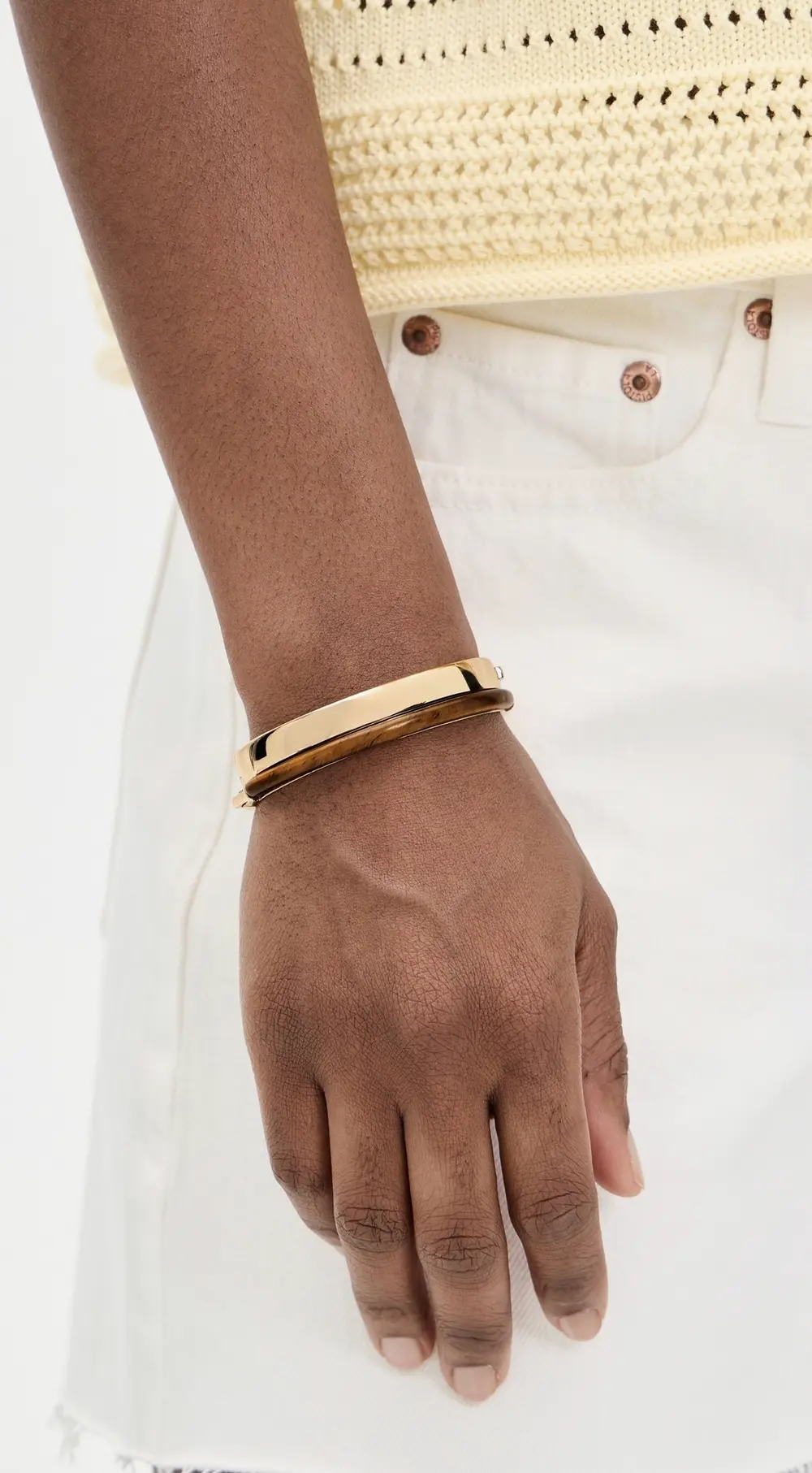 Roxanne Assoulin Semi Stone and Small Puffy Hinged Cuff Set