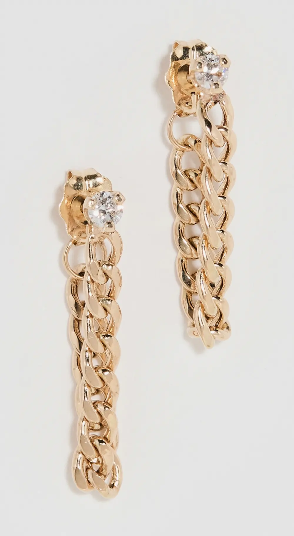 Zoe Chicco 14k Prong Diamond Small Curb Chain Huggie Earrings