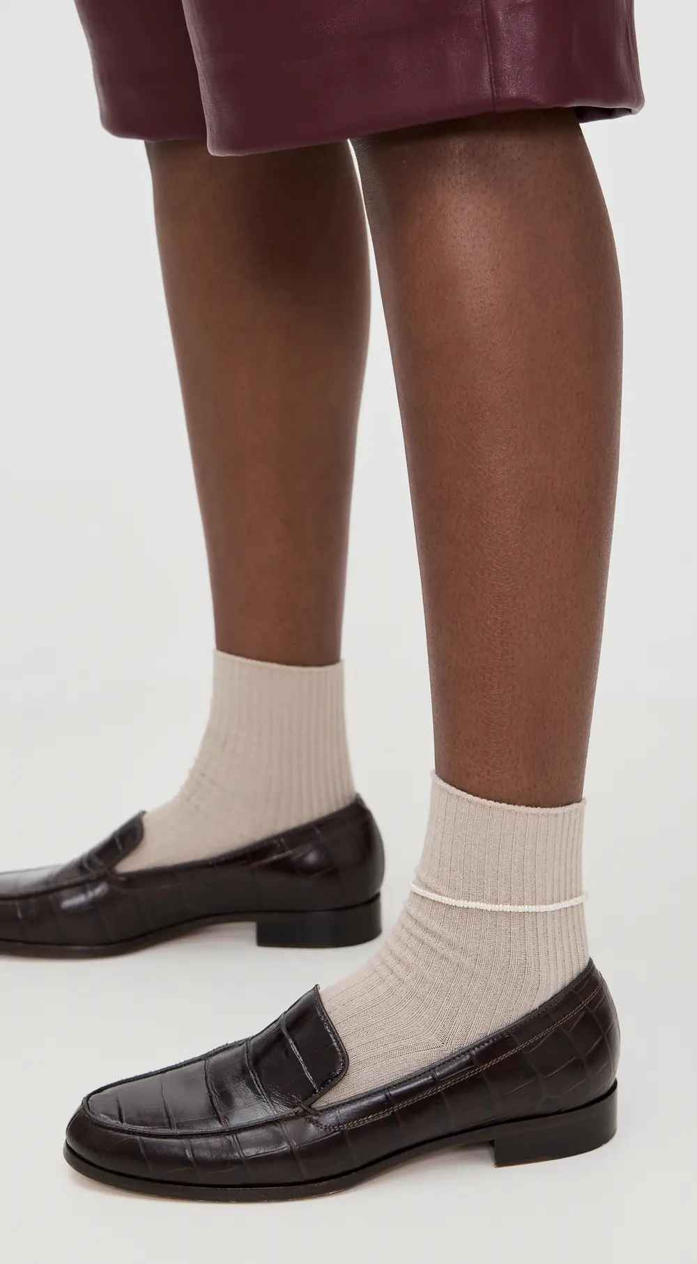 SHASHI Loafer Anklet in Pearl