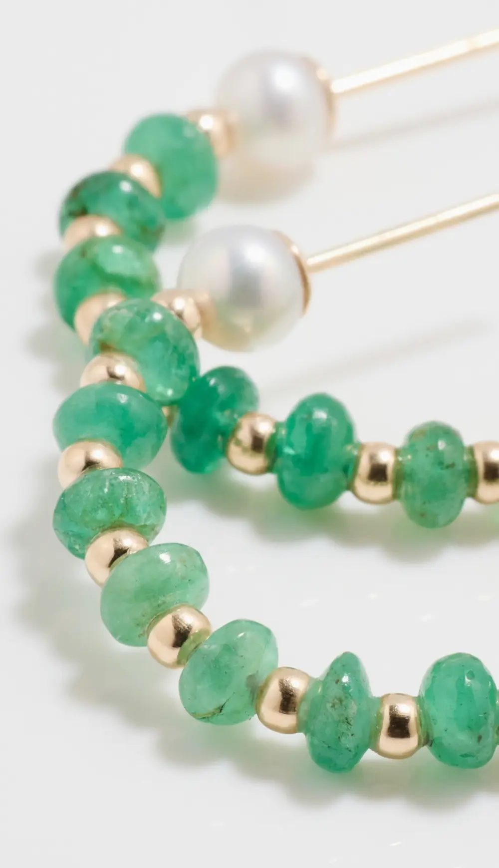 JIA JIA 14k Small Emerald Pearl Bead Hoop Earrings
