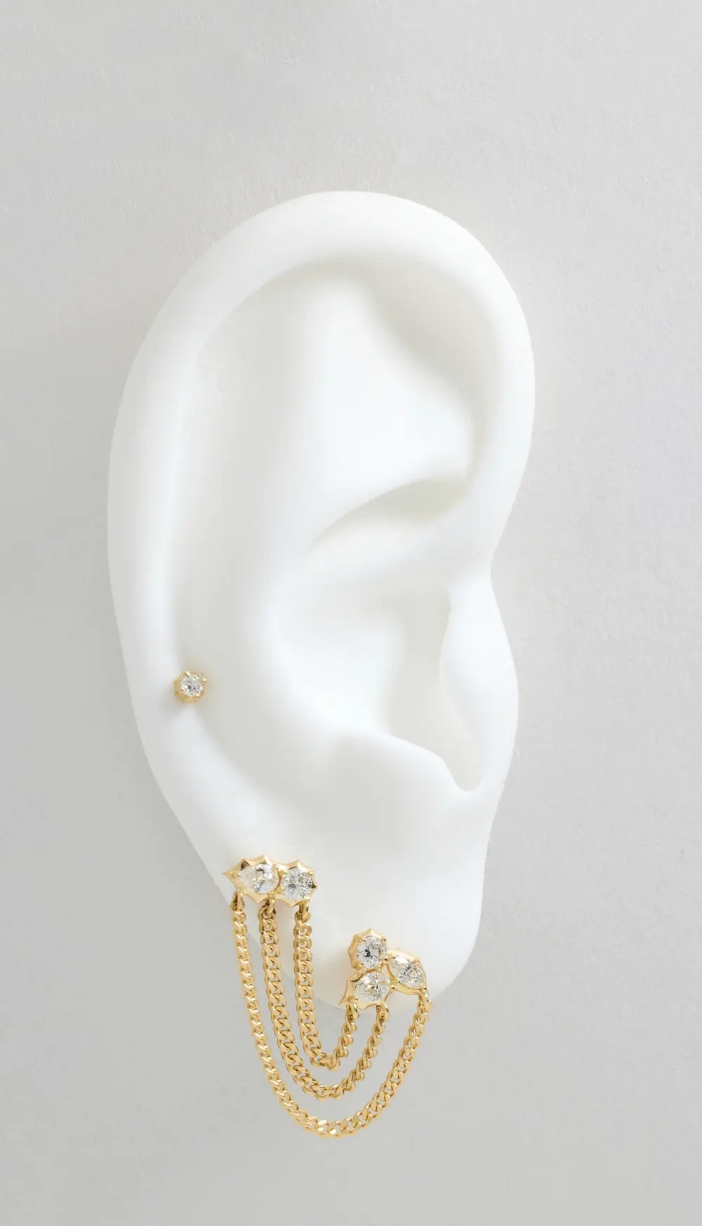 Jade Trau 18k Posey Duo Chain Single Earring