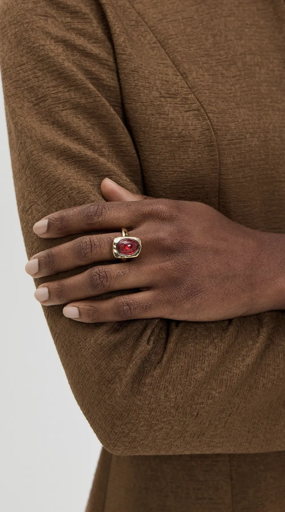 Kenneth Jay Lane Gold with Center Oval Flaw Ruby Ring