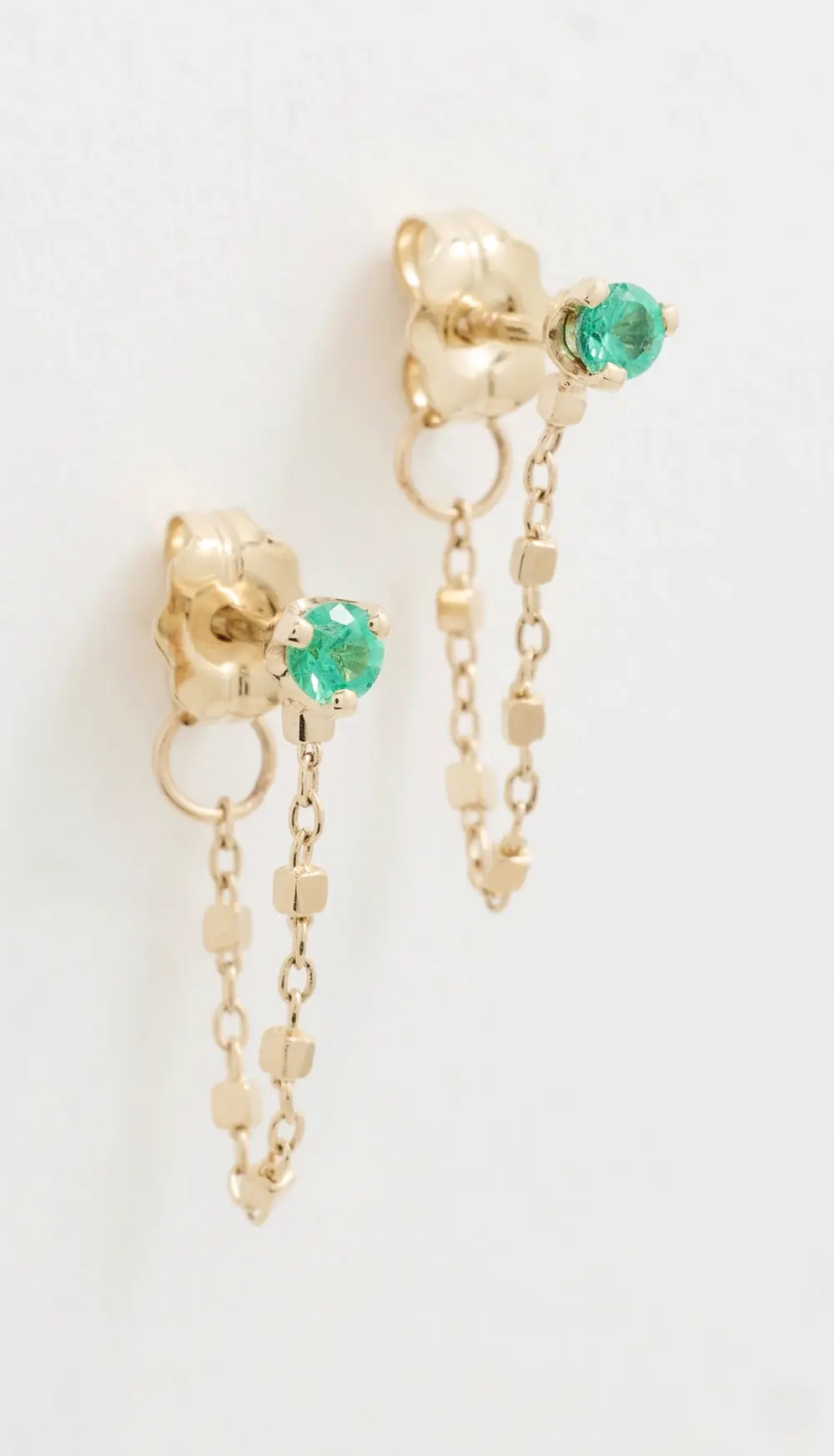 Zoe Chicco 14k Gold Emerald Square Bead Chain Huggie Earrings